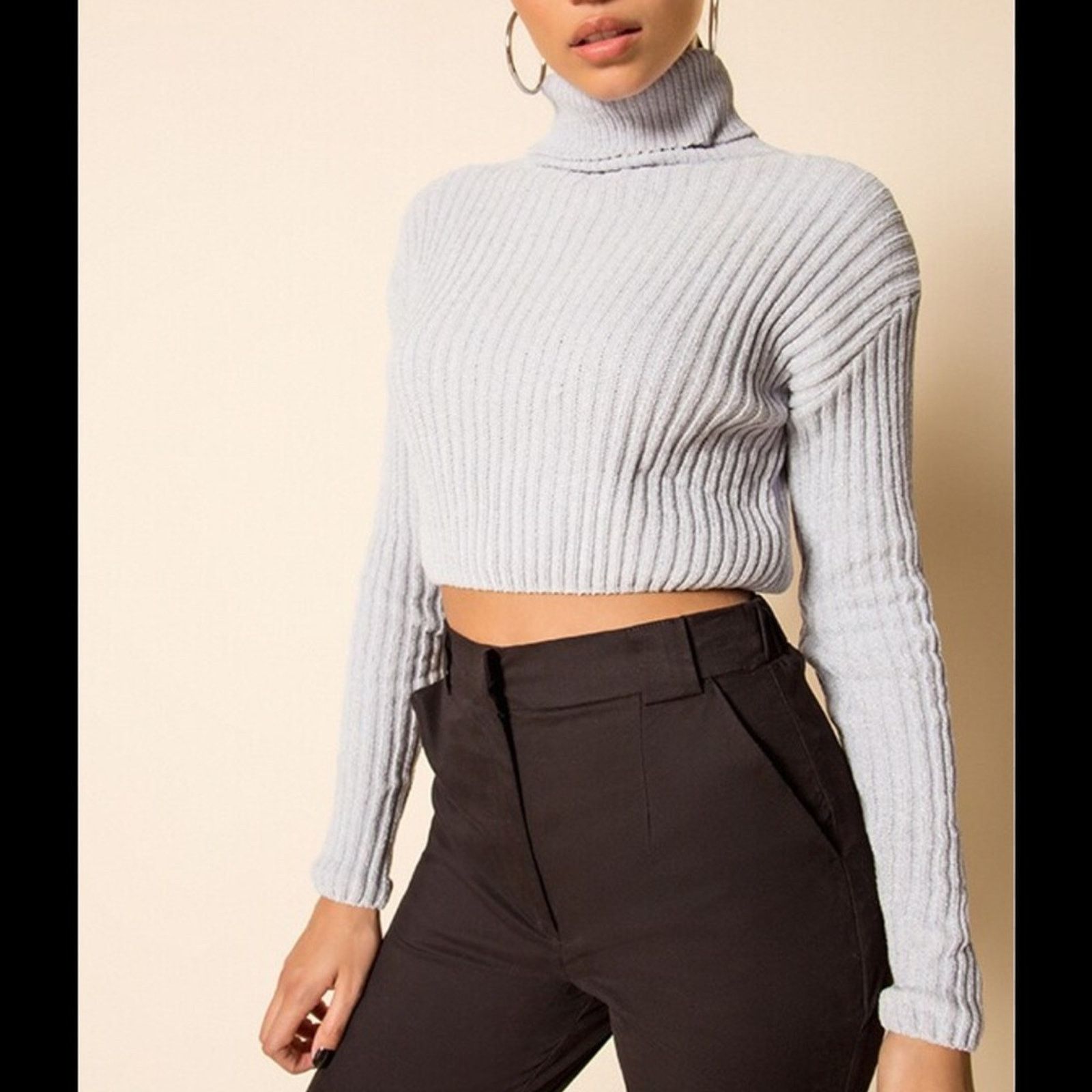 superdown Superdown “Tammy” Ribbed Turtleneck Sweater – Gray – Size Sm Size S / US 4 / IT 40 - 1 Thumbnail