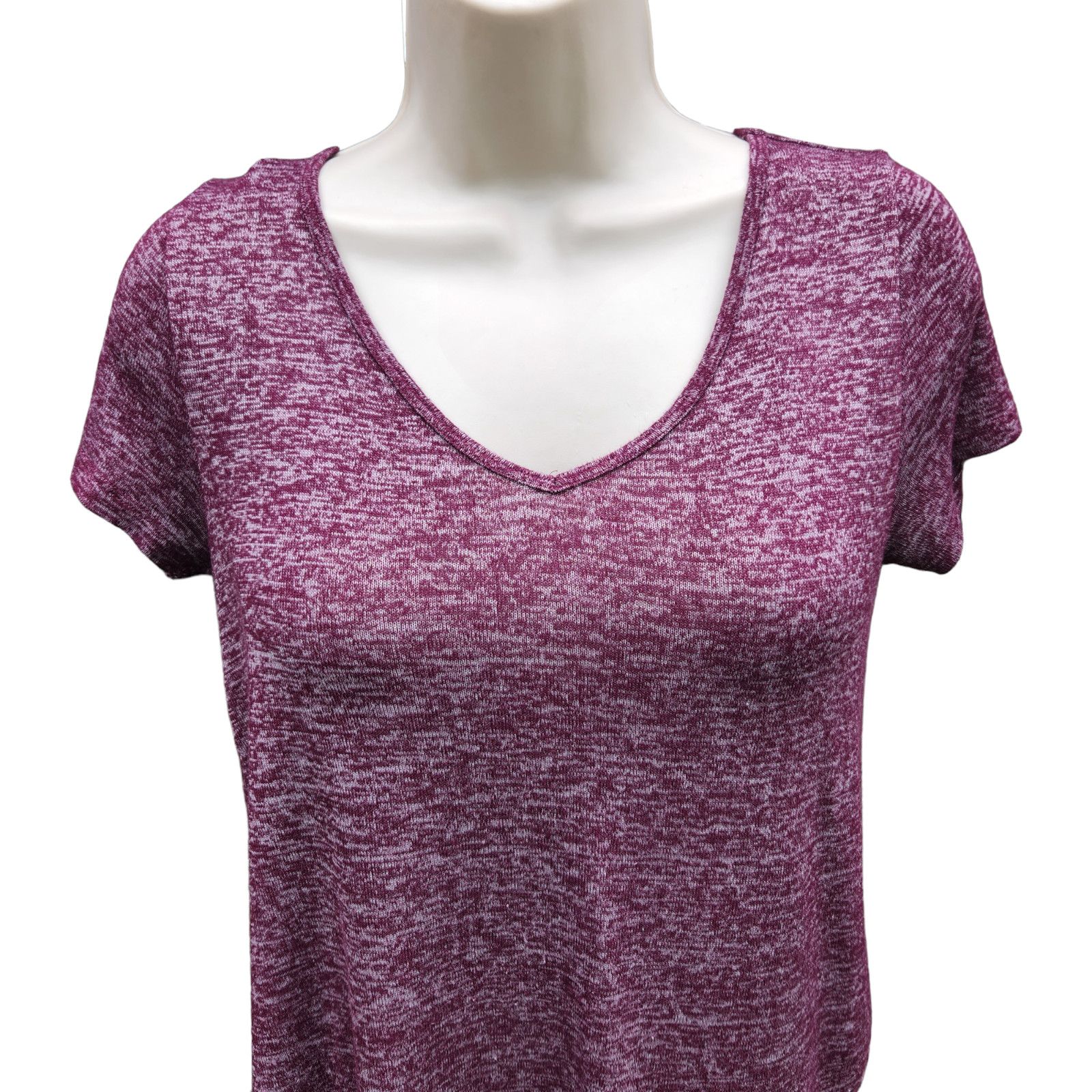Hollister Hollister Women's Maroon Marbel V-Neck Short Sleeve Size XS Size XS / US 0-2 / IT 36-38 - 2 Thumbnail