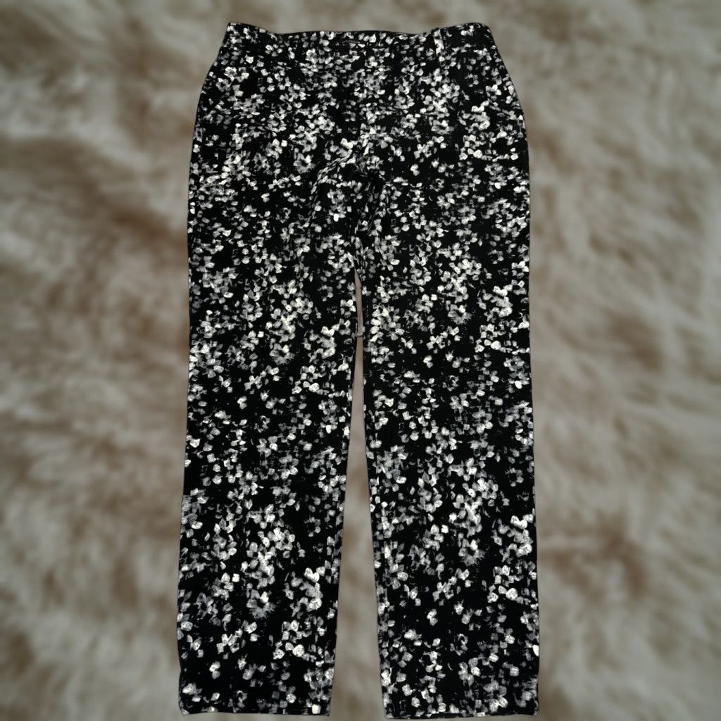 Ann Taylor Ann Taylor Black White Abstract Dress Pants Women Sz 10 Pockets Straight Leg Size 32" / US 10 / IT 46 - 1 Thumbnail