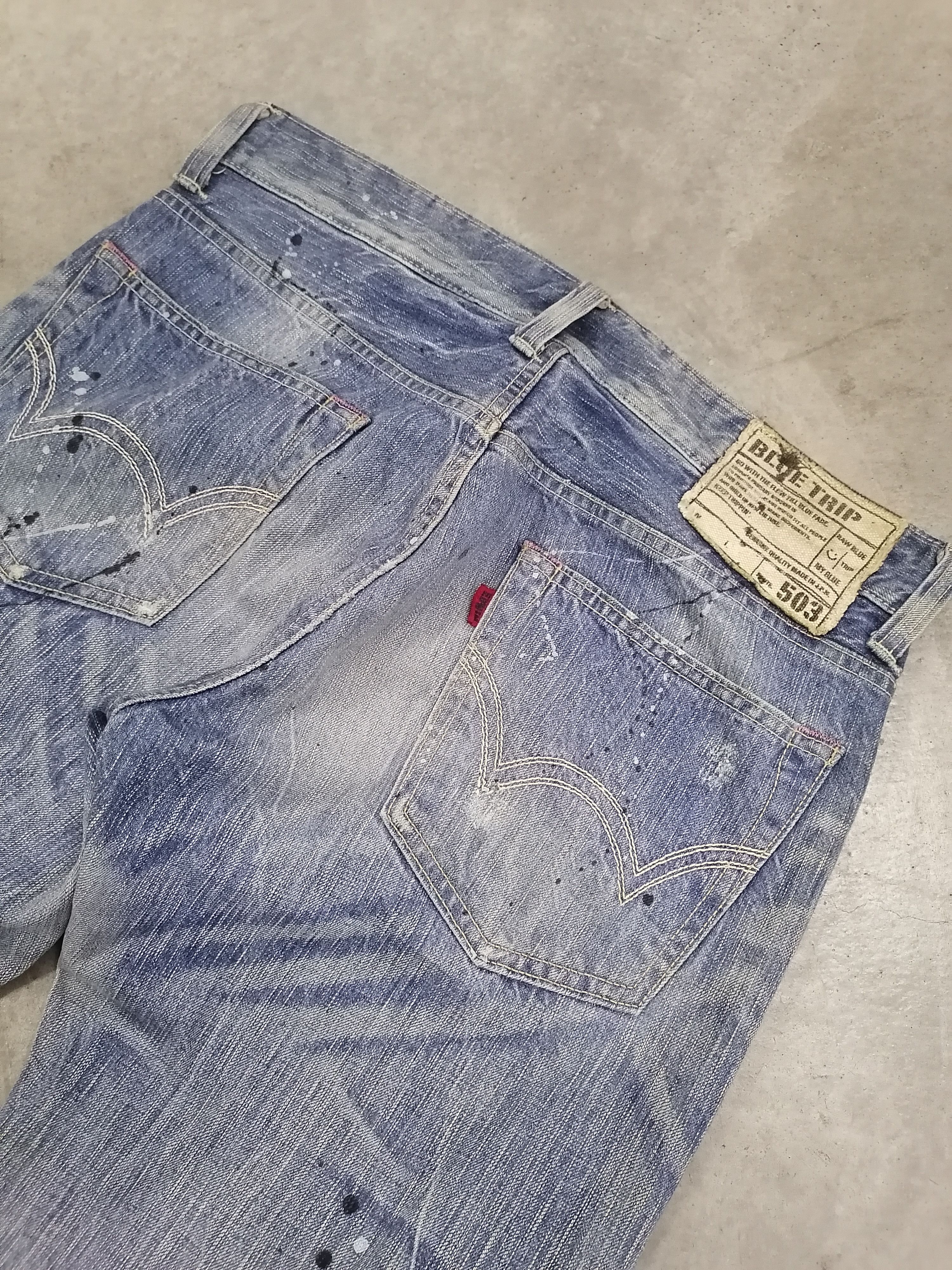 14th Addiction × If Six Was Nine Edwin 503 Ripped Splattered Distressed Denim Pants Size US 34 / EU 50 - 11 Thumbnail