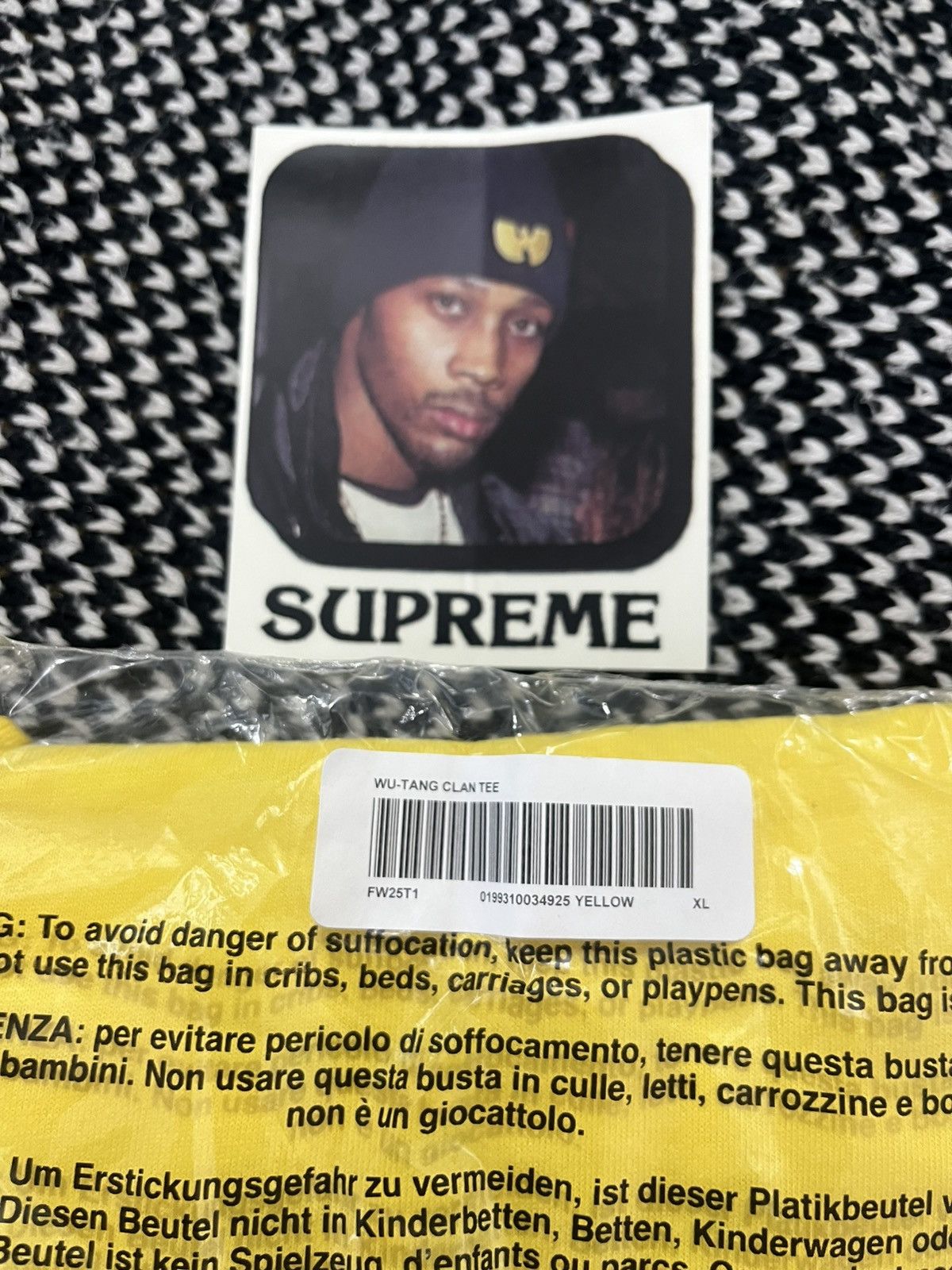 Supreme Supreme FW25 Rza Wu Tang Tee Yellow XL w RZA Sticker Size US XL / EU 56 / 4 - 2 Thumbnail