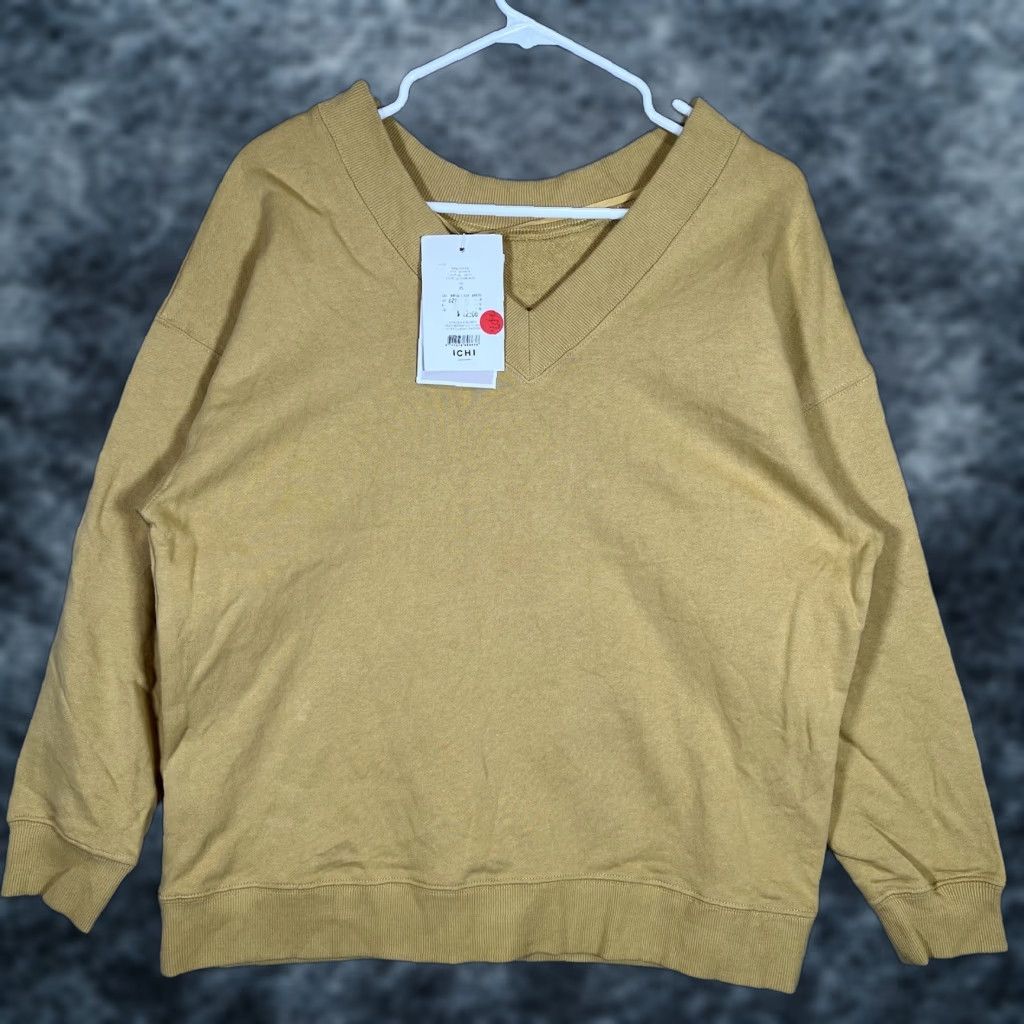 Vintage A1 ICHI V Neck Sweater Sweatshirt Womens XS Yellow Gold Pullover Size XS / US 0-2 / IT 36-38 - 1 Thumbnail