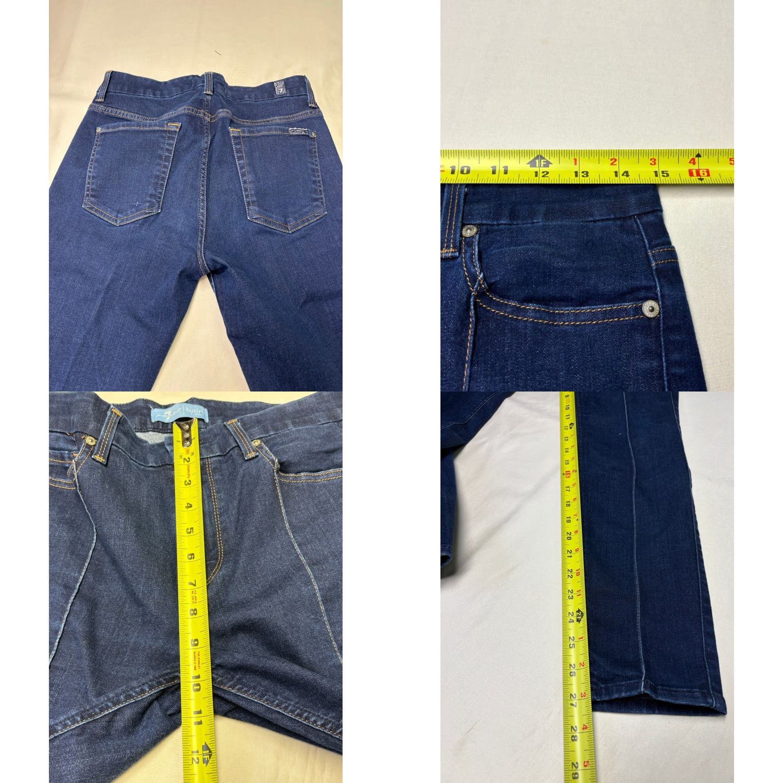7 For All Mankind 7 For All Mankind Jeans b(air) Denim Front Seam Straight Leg Indigo Blue 29x27 Womens Jeans Size 29" - 8 Thumbnail