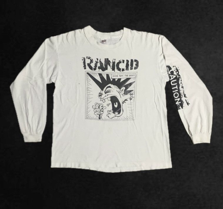 image of Band Tees x Vintage 1994 Rancid Long Sleeve Shirt,exploited,green Day in White, Men's (Size Large)