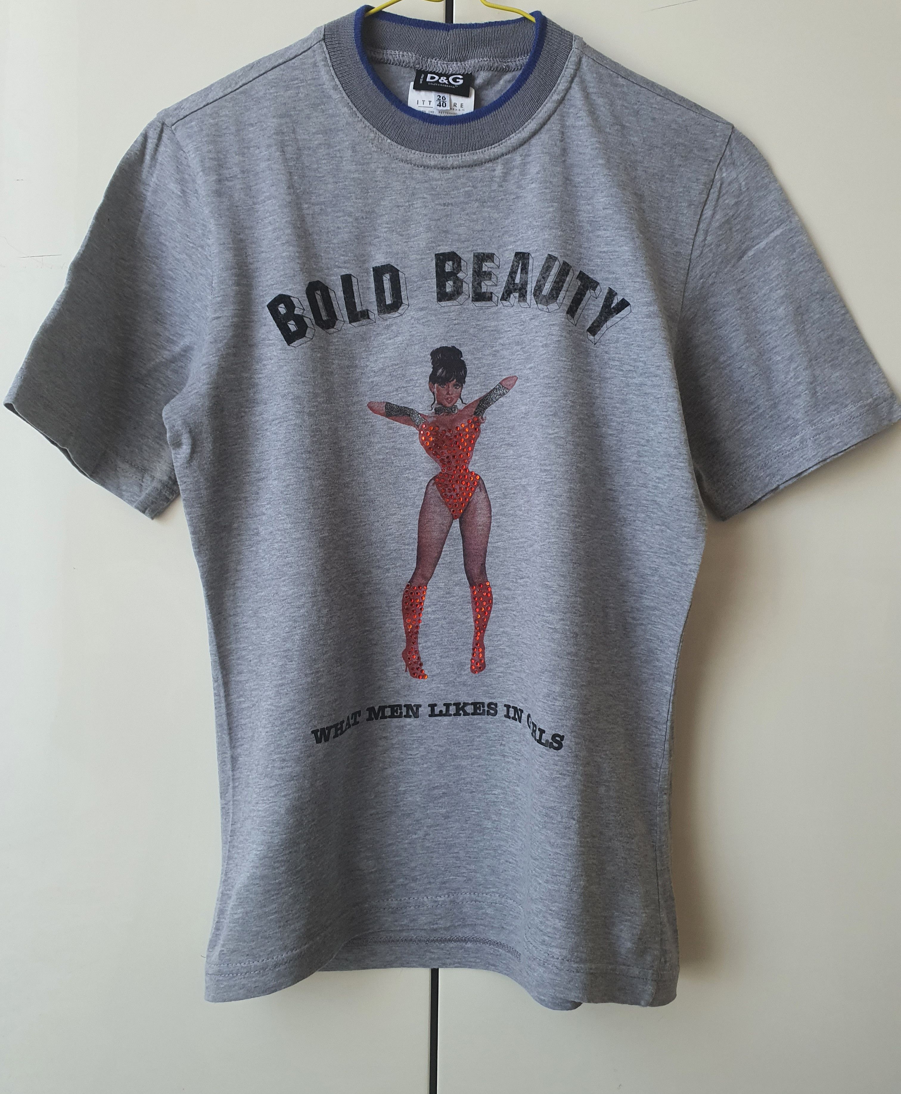 image of Dolce Gabbana x Italian Designers D&g Bold Beauty What Men Likes In Girls Vintage T-Shirt in Grey, 