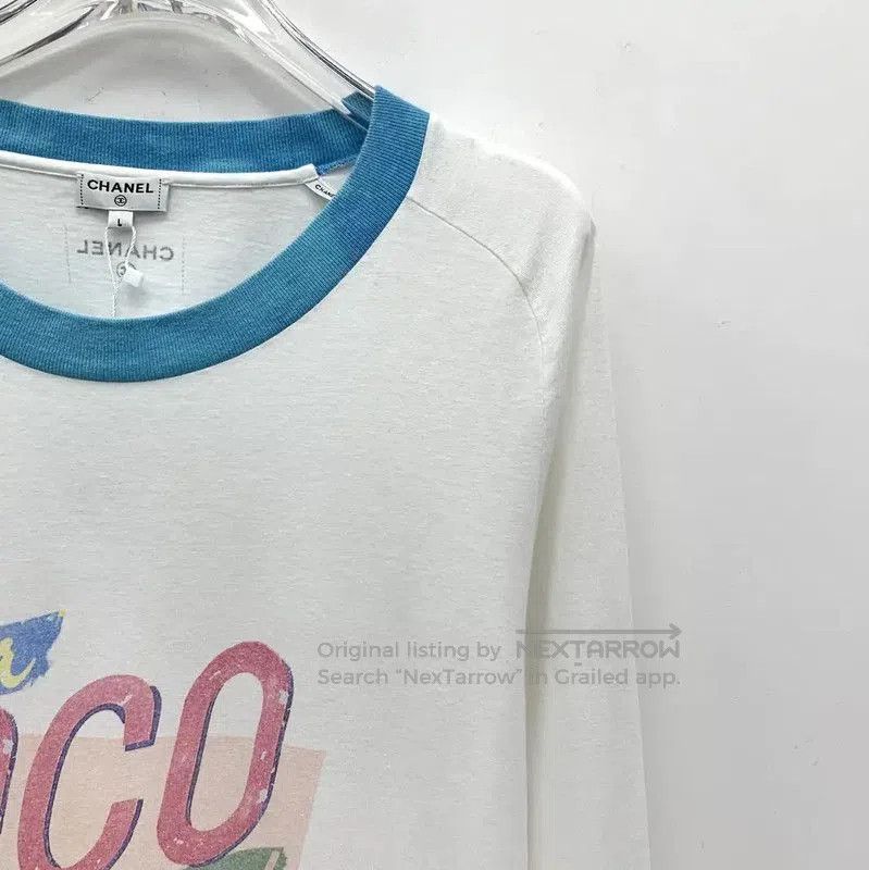 Chanel Chanel White Cotton Women's T-shirt with Graphic Print . Size L / US 10 / IT 46 - 2 Thumbnail