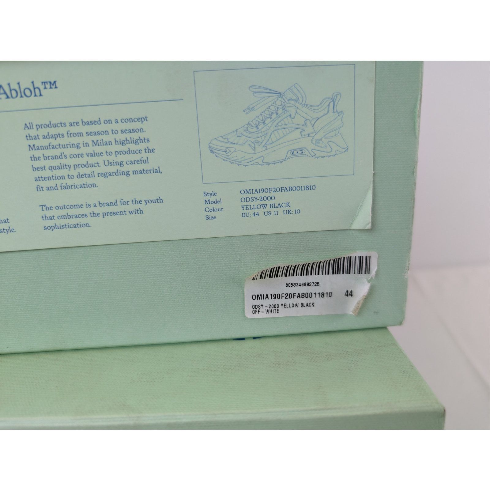 Off-White o1rshd1 Q:2 / OSDY 2000 Low top Sneakers in Yellow/Black Size US 11 / EU 44 - 24 Thumbnail