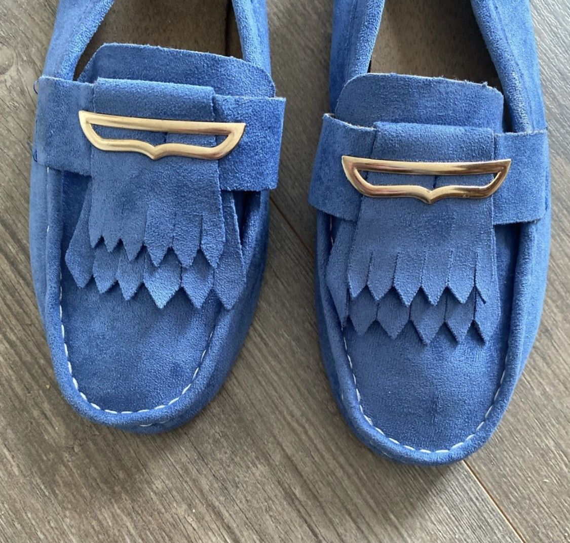 Other BLUE SUEDE LOAFERS FLATS SLIPON SHOES Size US 11 / IT 41 - 3 Thumbnail