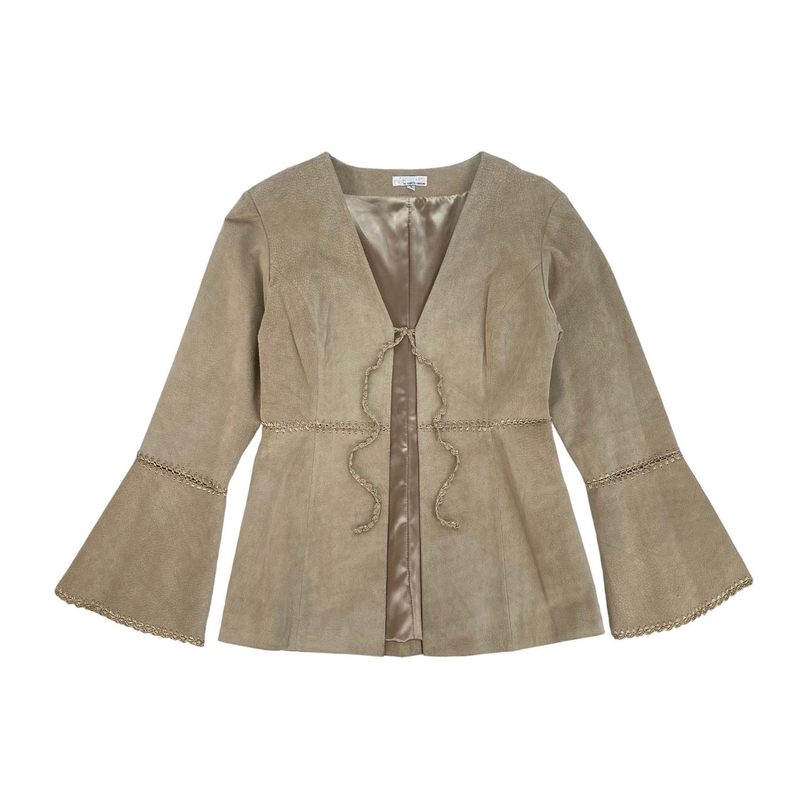 Other × Vintage Elspeth Gibson Y2K Vintage Beige Bell Sleeve Leather Jacket Size S / US 4 / IT 40 - 1 Thumbnail