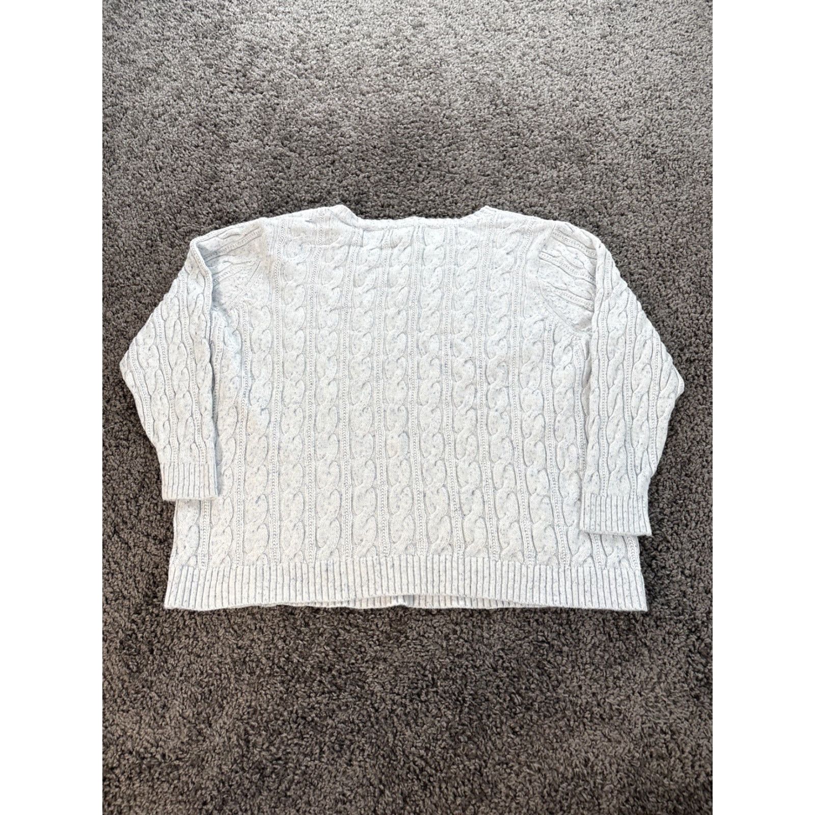 Lands' End Lands' End Sweater Cable-Knit Pullover Womens 2X Plus Powder Blue Cable Knit Grandma Chunky 2X Womens Pullover Cable-Knit Knit Blue Size XXL / US 16-18 / IT 52-54 - 6 Thumbnail