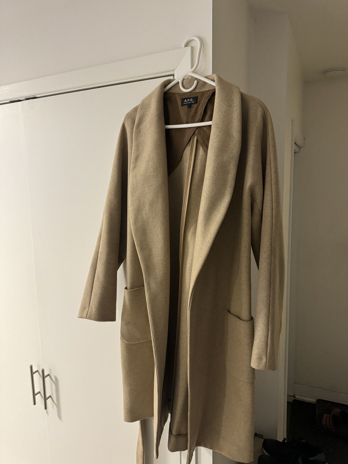 image of A P C Robe Coat in Beige, Men's (Size Large)