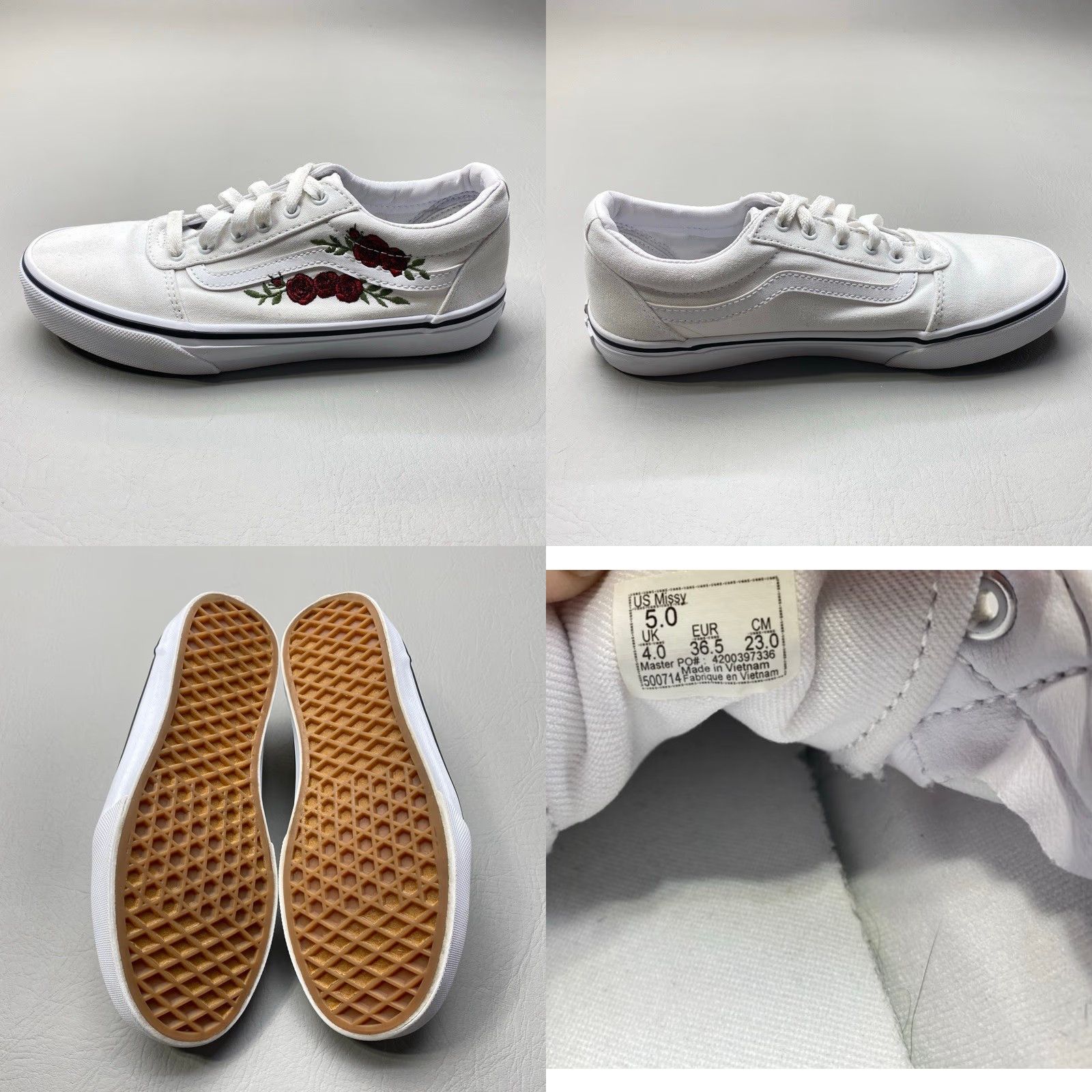 Vans VANS Missy Size 5 Low Top Sneaker White Rose Embroidery 1524 Men's? Women? Wait No Size S / US 4 / IT 40 - 8 Thumbnail