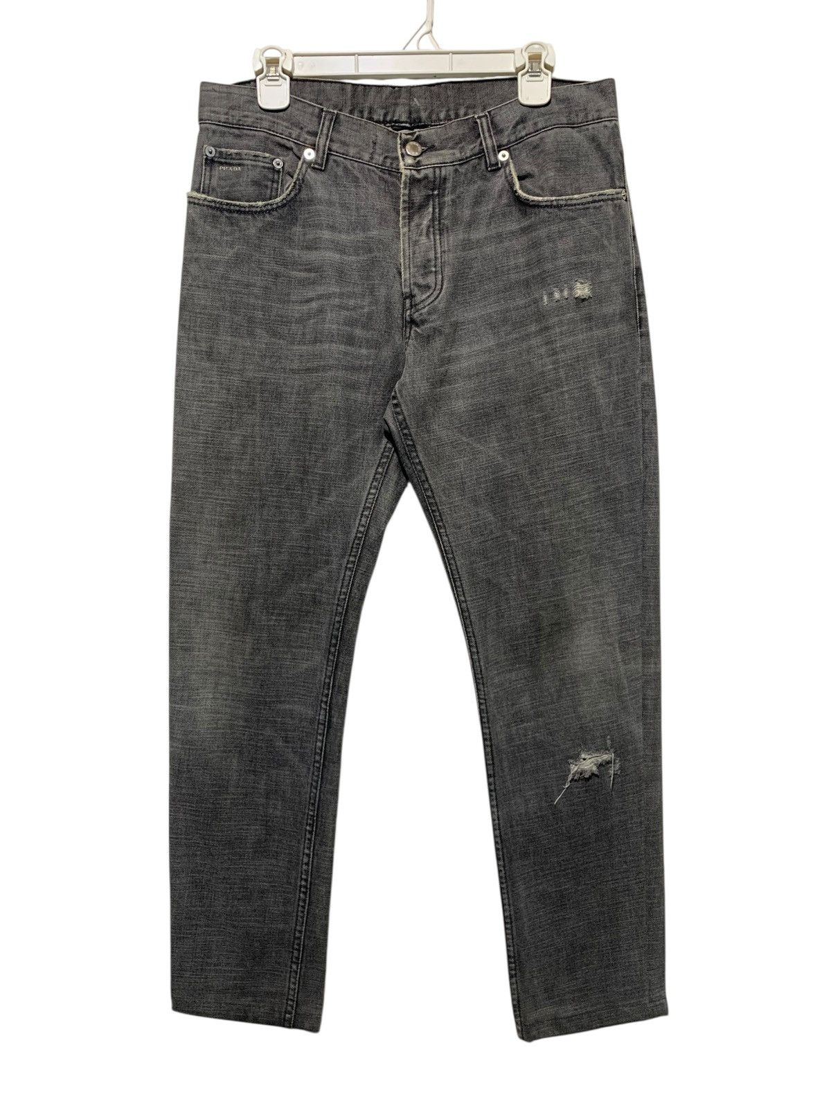 Prada Vtg Prada classic fit distressed jeans washed grey (Re-size) Size US 32 / EU 48 - 1 Thumbnail