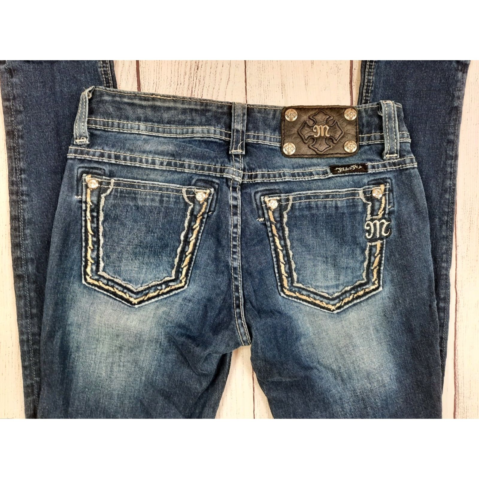 Miss Me Miss Me Skinny Women's Dark Wash Jeans JS5408G 26x29 Stretch Denim Distressed Jeans Womens Casual Denim Distressed 90s? Size 26" / US 2 / IT 38 - 4 Thumbnail