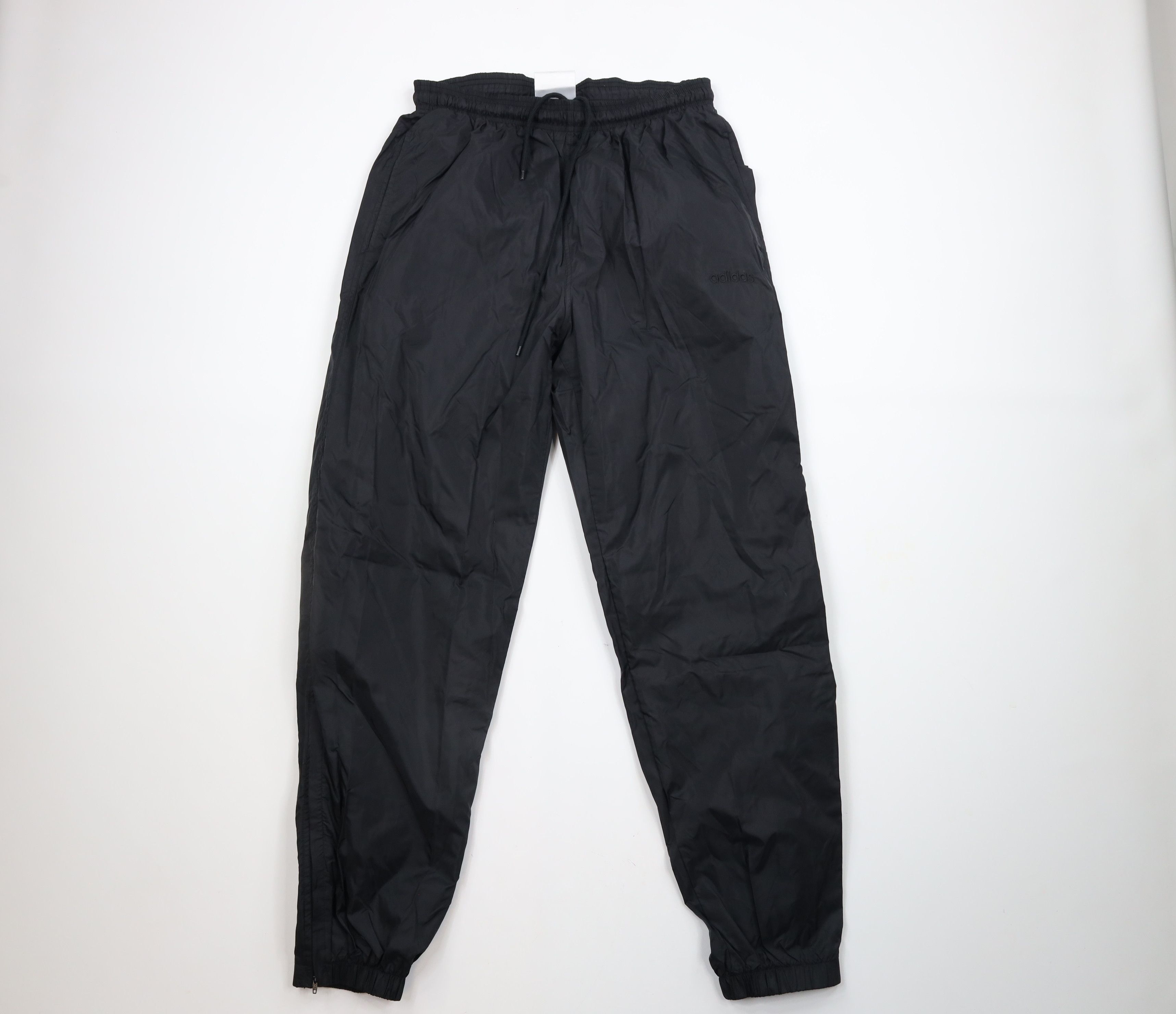 Adidas × Vintage Vintage 90s Adidas Spell Out Lined Nylon Joggers Pants Black Size US 34 / EU 50 - 1 Thumbnail
