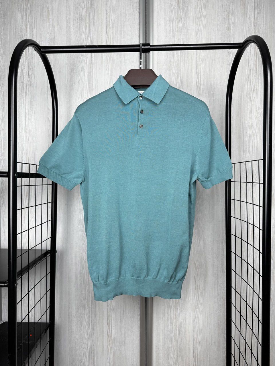 Suitsupply SUITSUPPLY Men Cotton Silk Green Polo Neck Pullover Stretchy Size US L / EU 52-54 / 3 - 1 Thumbnail
