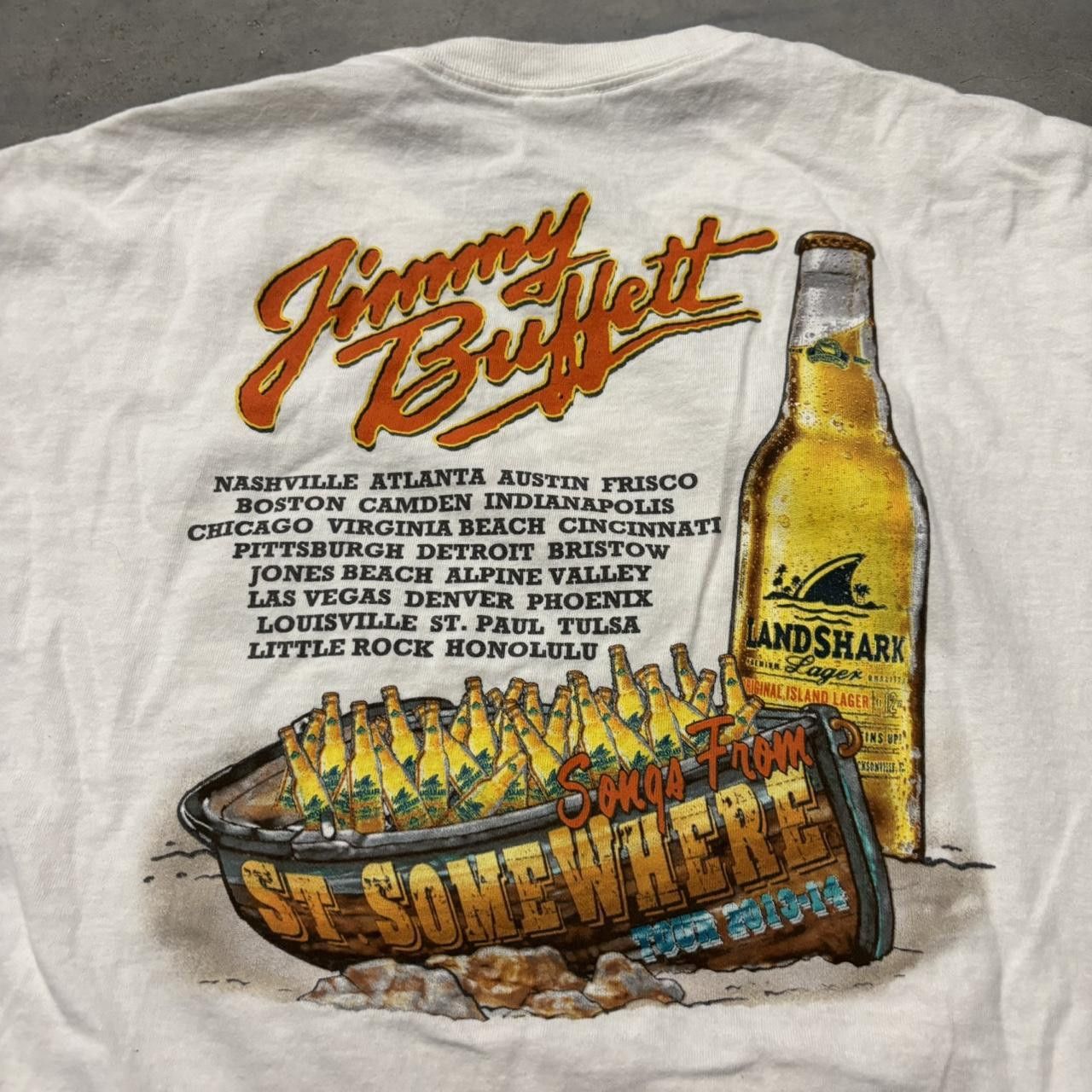 Japanese Brand × Vintage Crazy Vintage Y2K/2000s White Jimmy Buffet Summer Graphic Tee! Size US XL / EU 56 / 4 - 4 Thumbnail