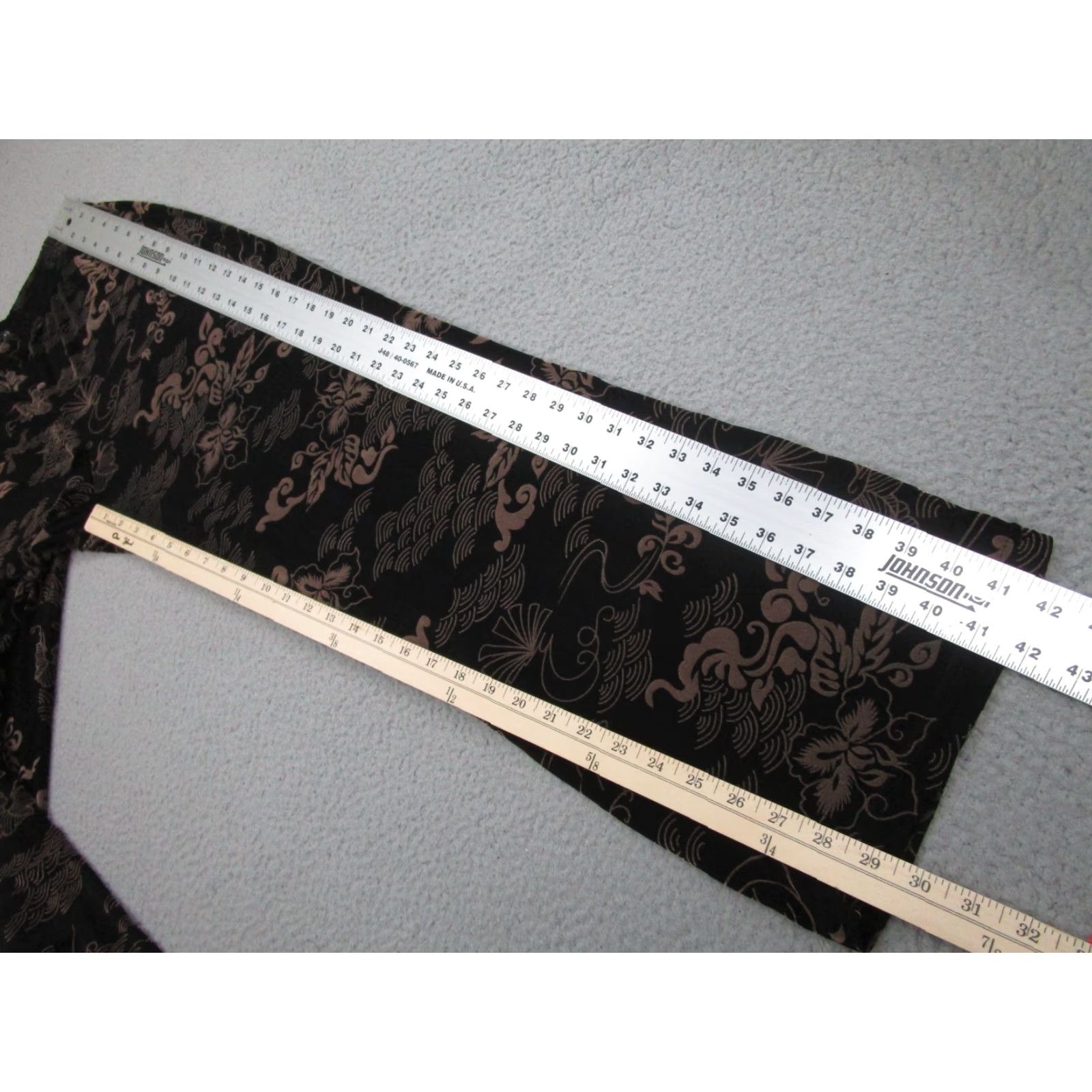Velvet VINTAGE Slinky Pants Womens L Black Beige Whims Goth Velvet Floral y2k Boho Wide Size 36" / US 14 / IT 50 - 3 Thumbnail
