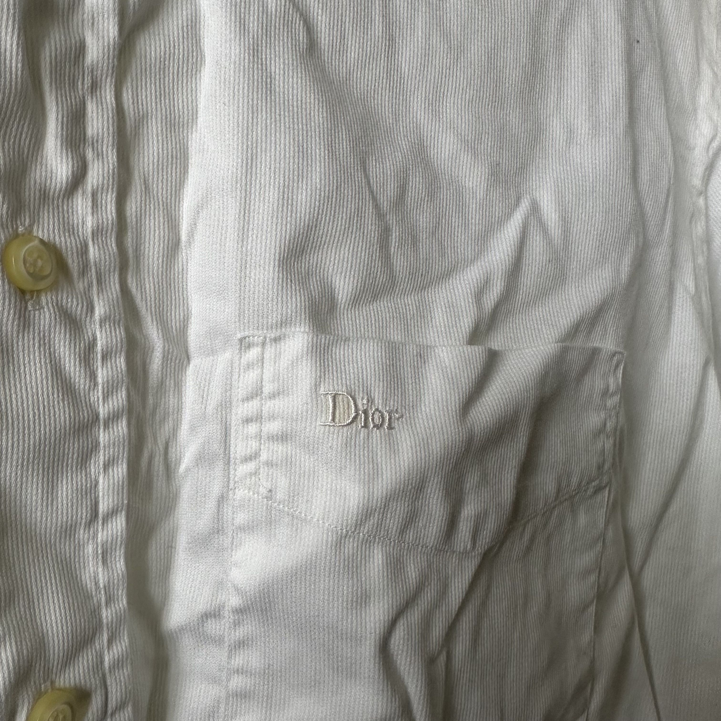 Christian Dior Monsieur Christian Dior Vintage White Velvet Embroidered Logo Shirt Size US XL / EU 56 / 4 - 7 Thumbnail