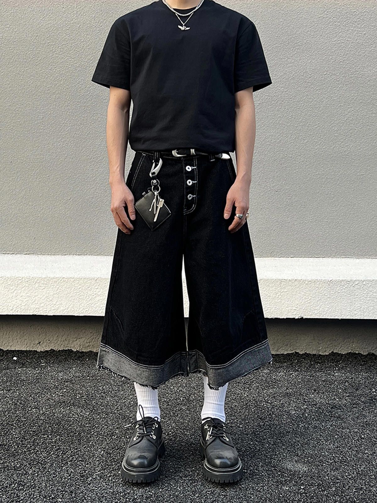 Japanese Brand Multi Button Black Denim Jorts Size US 32 / EU 48 - 1 Thumbnail