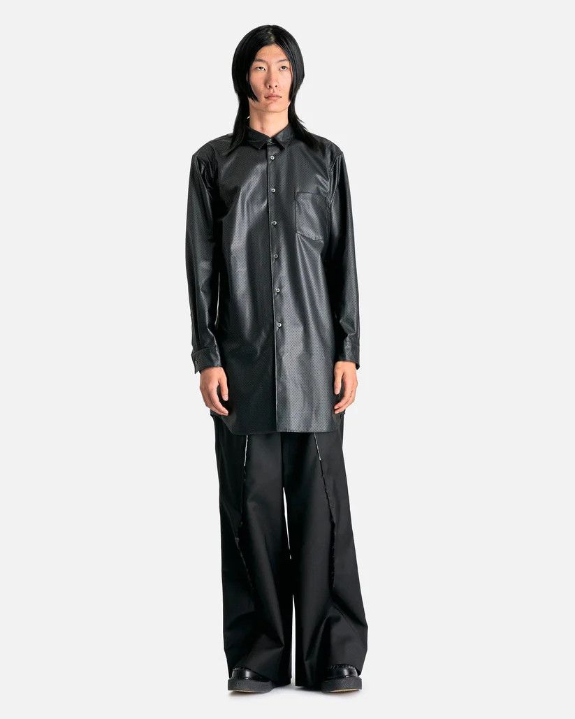 Comme des Garcons Homme Plus o1s1v1r1oon0925 Perforated Faux Leather Shirt in Black Size US L / EU 52-54 / 3 - 2 Thumbnail