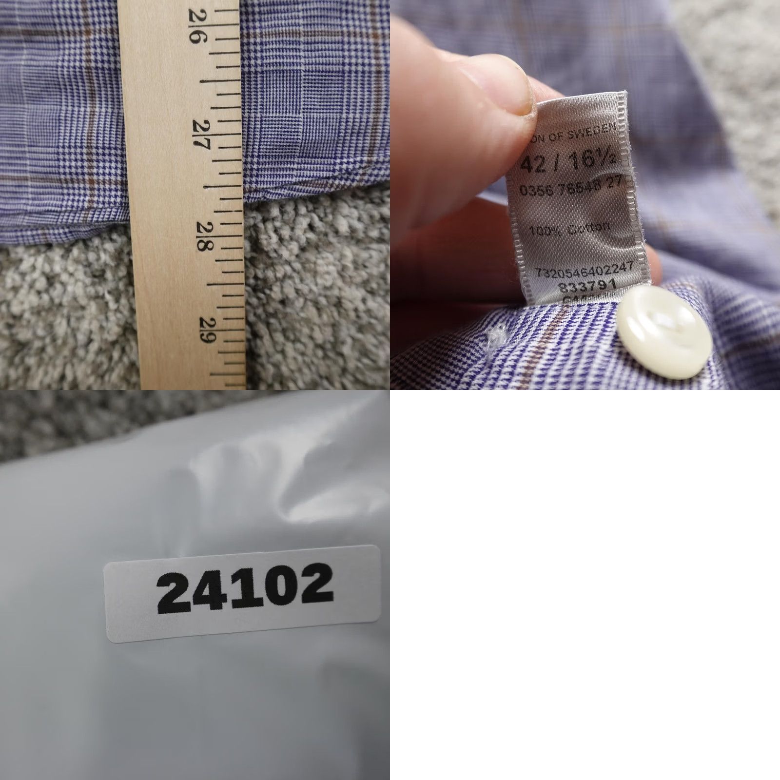 Eton Eton Shirt Mens 16.5 42 L Blue Plaid Slim Fit Long Sleeve Button Up Dress Casual Shirt Size US XL / EU 56 / 4 - 8 Thumbnail