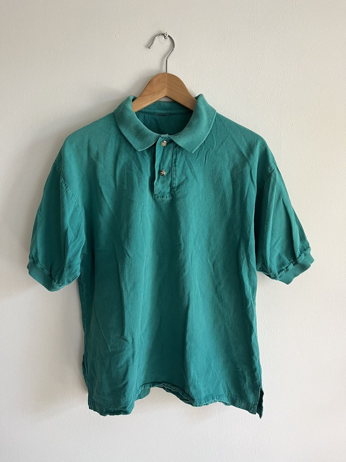 Green Boxy Vintage 80s Polo Tortoise Button 80s Prep
