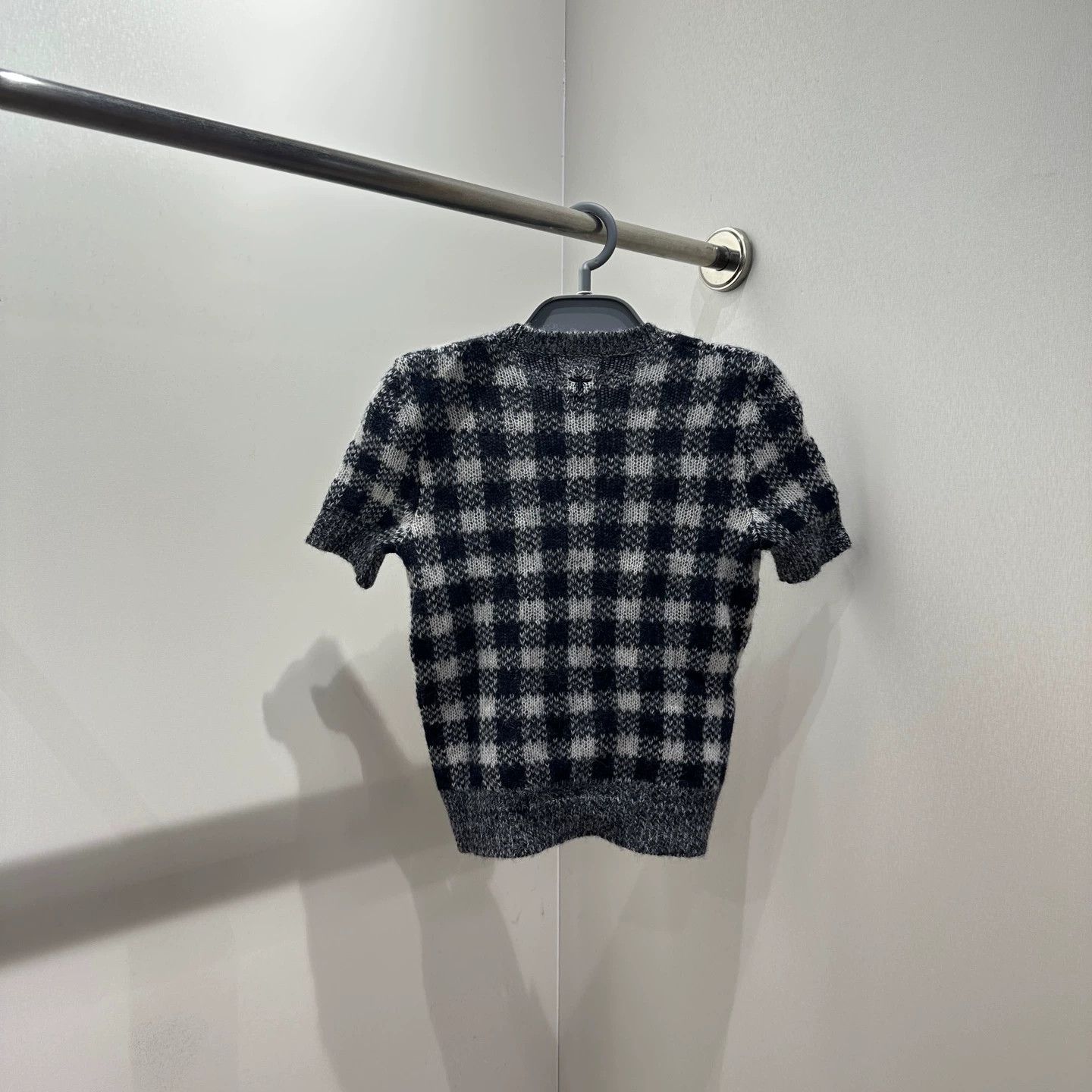 Christian Dior Monsieur Dior black white check bee alpaca short sleeve 36 Size XS / US 0-2 / IT 36-38 - 2 Thumbnail