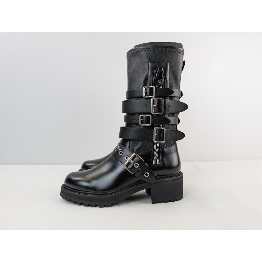 Dior o1rshd1 Christian Zip Detailed Buckled Boots in Black Size US 10 / IT 40 - 11 Thumbnail