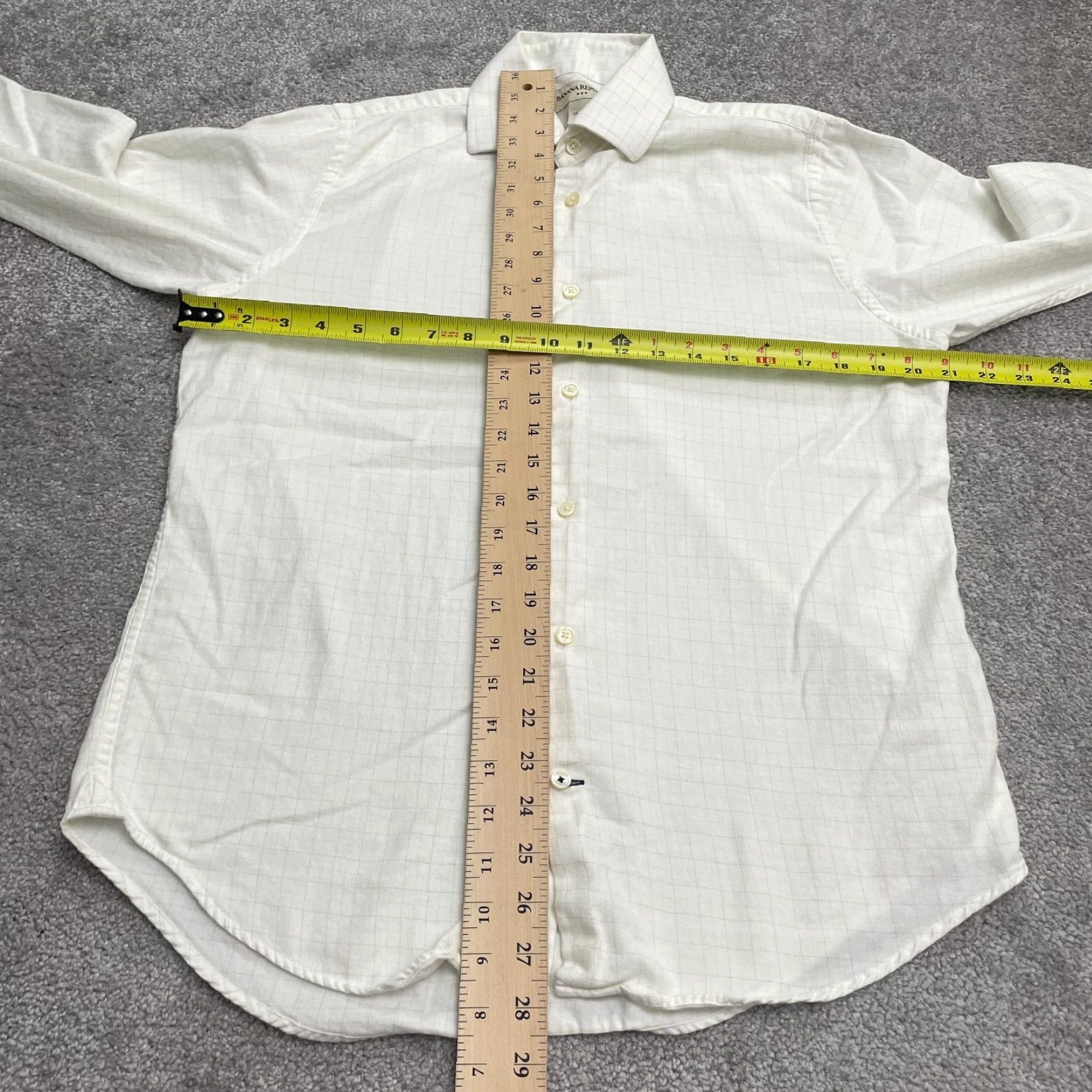 Banana Republic Banana Republic Shirt Mens Small White Check Button Down Workwear 14-14.5 Size 36R - 6 Thumbnail
