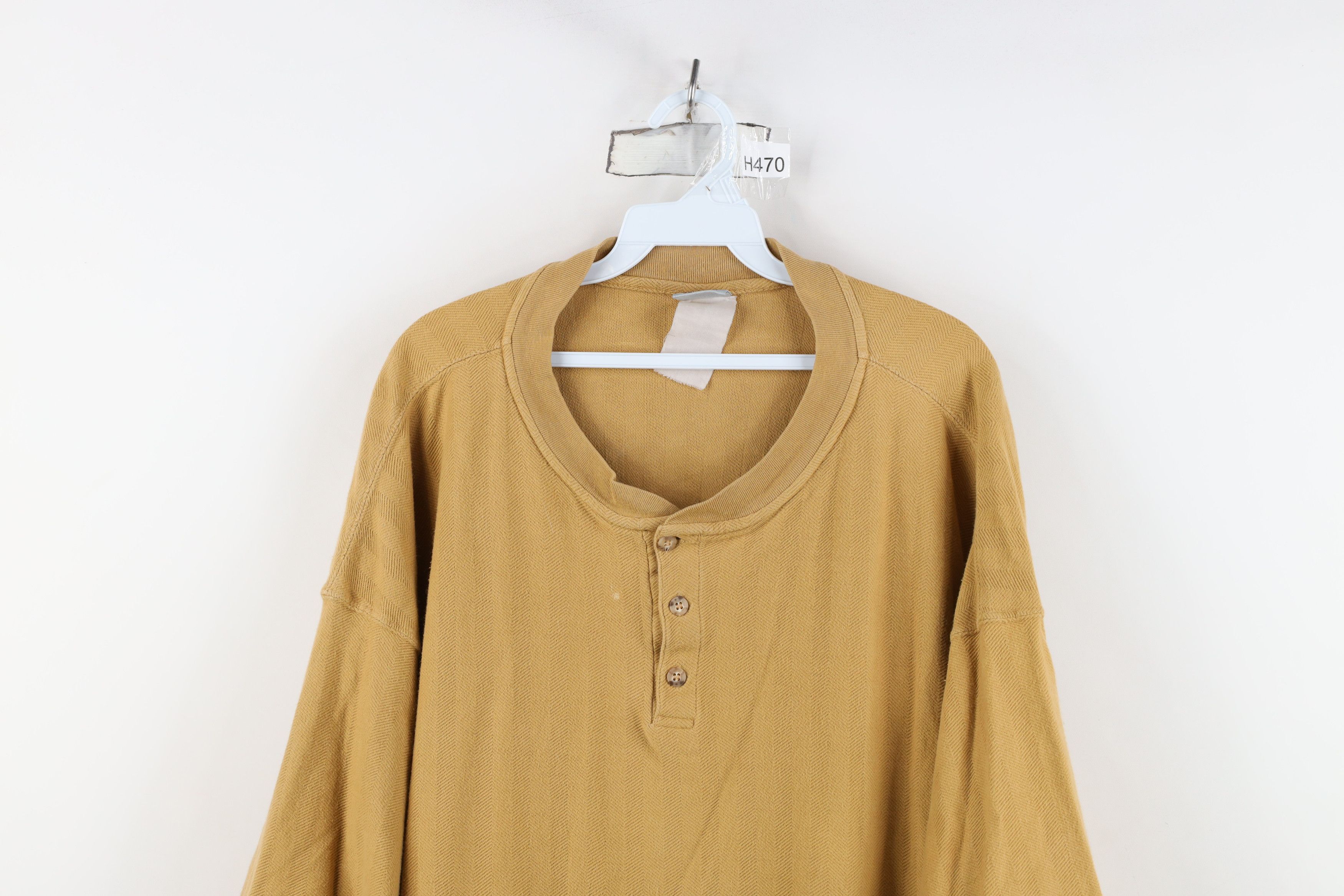Carhartt Vintage 90s Carhartt Spell Out Herringbone Henley T-Shirt Size US XXL / EU 58 / 5 - 2 Thumbnail