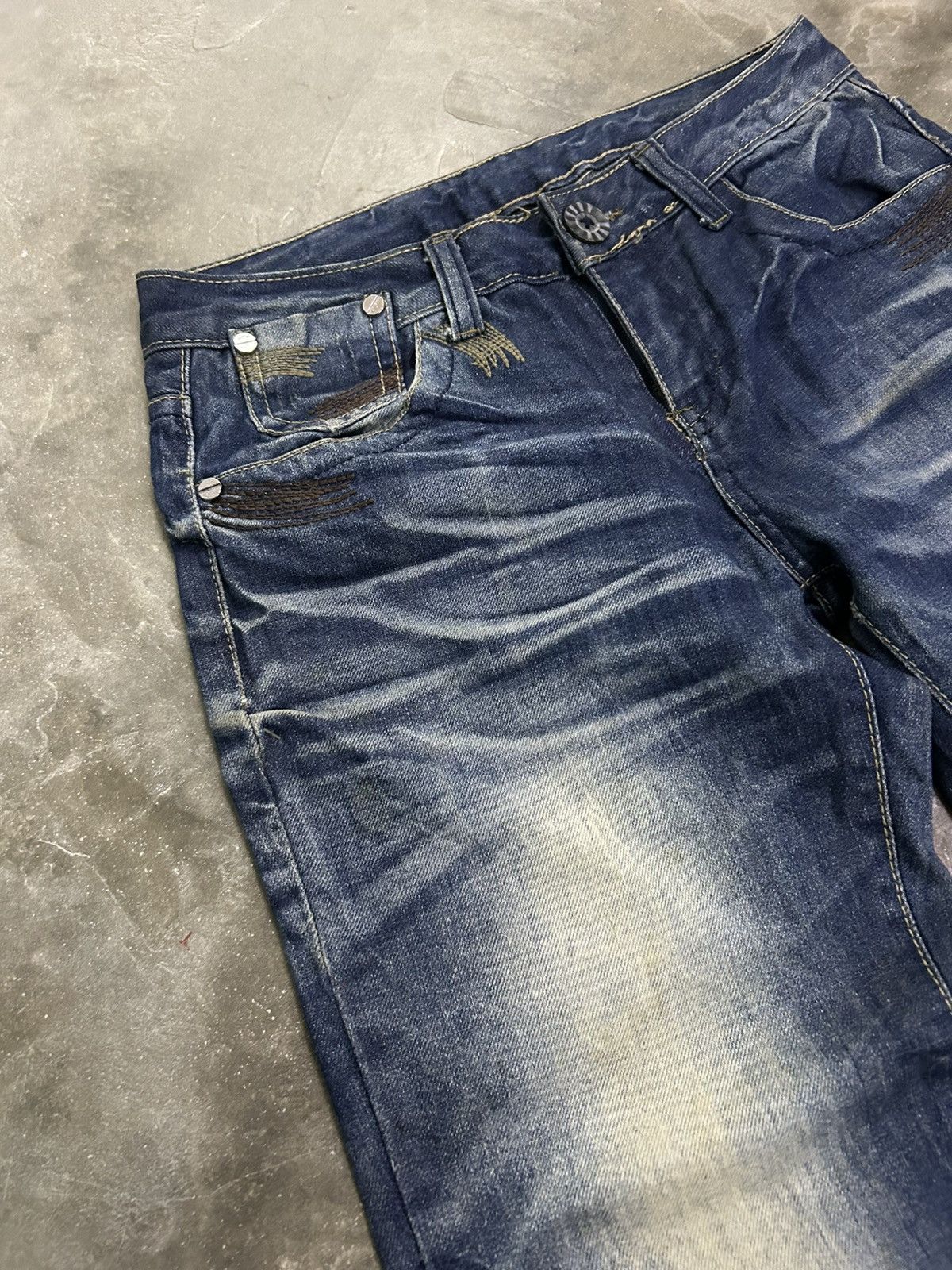 If Six Was Nine Jianai Denim Stacked Grunge Fit Heavy Fade Whisker Washed Size US 28 / EU 44 - 9 Thumbnail