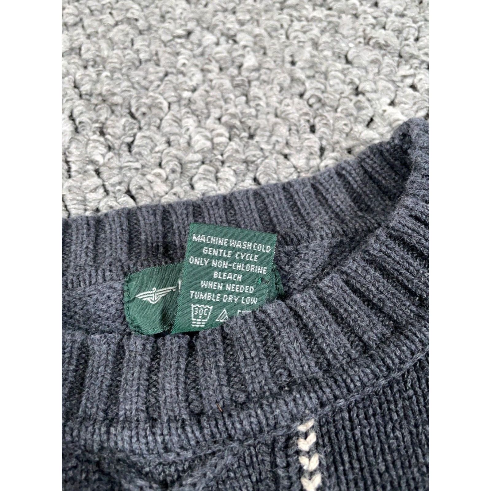 Dockers Retro Dad Style Sweater Adult Large Dark Gray Blue Red Striped Chunky Knit Prep Size US L / EU 52-54 / 3 - 4 Thumbnail