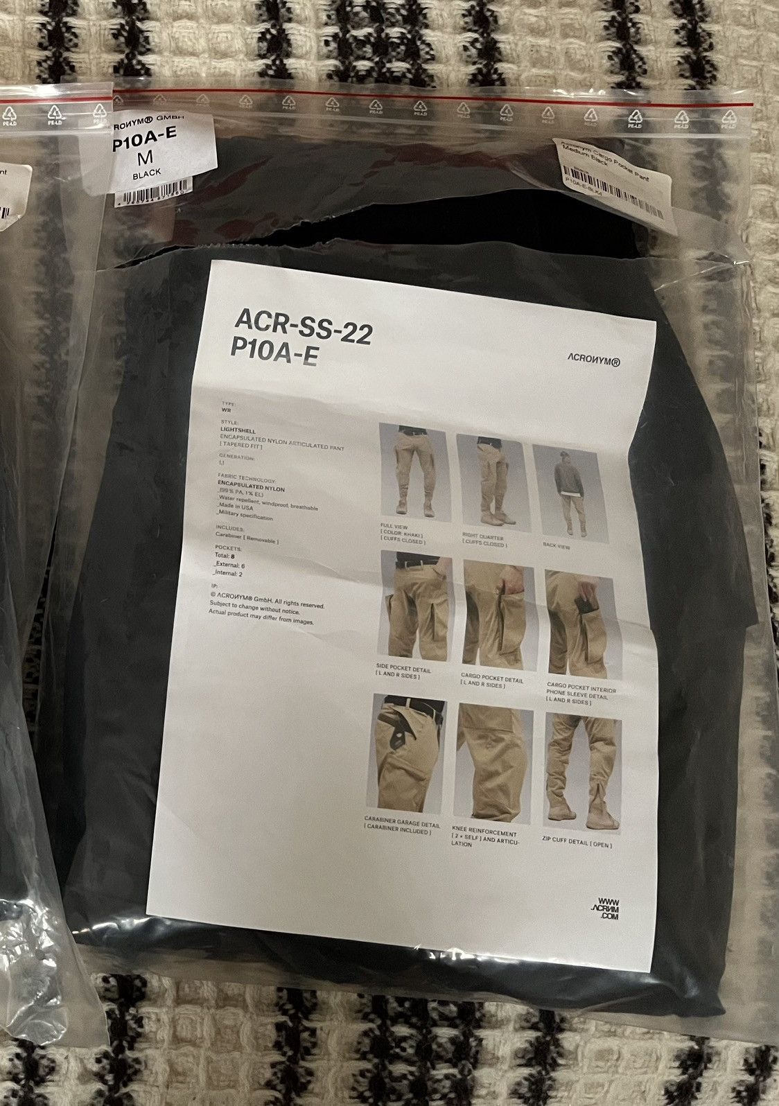 image of Acronym P10A-E Cargo Pants Black Medium, Men's (Size 32)