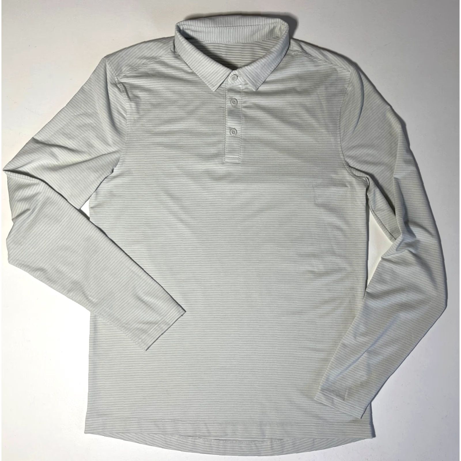 Lululemon Lululemon Men's Long Sleeve Polo Shirt Striped Sz M Light Green Logo Size US M / EU 48-50 / 2 - 3 Thumbnail