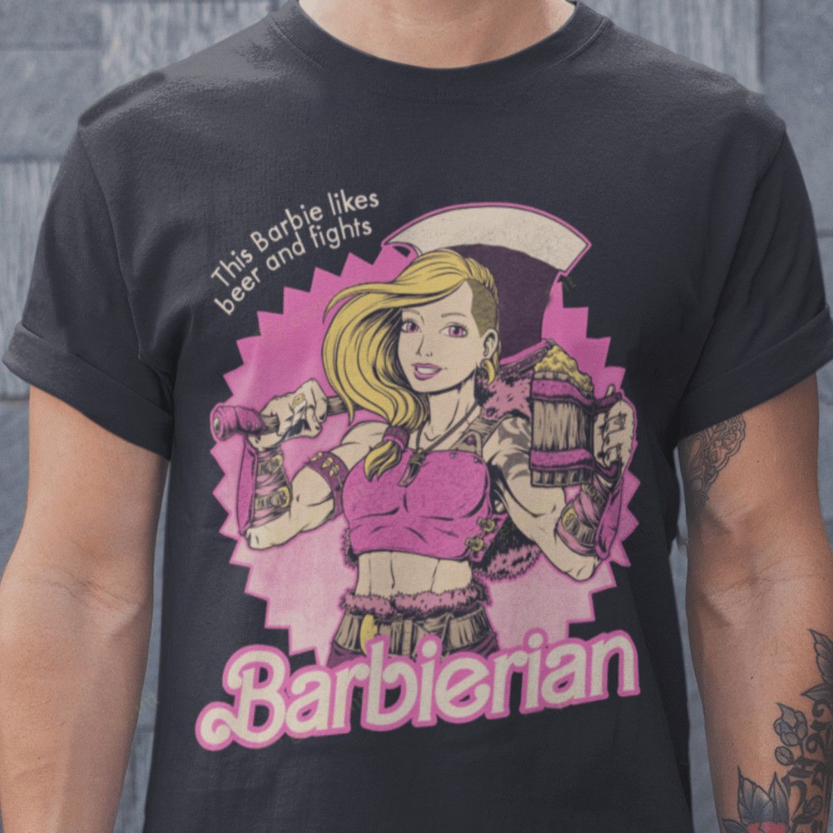 Designer × Vintage Barbierian T-Shirt – Bold, Graphic, Unapologetically You Size S / US 4 / IT 40 - 2 Thumbnail