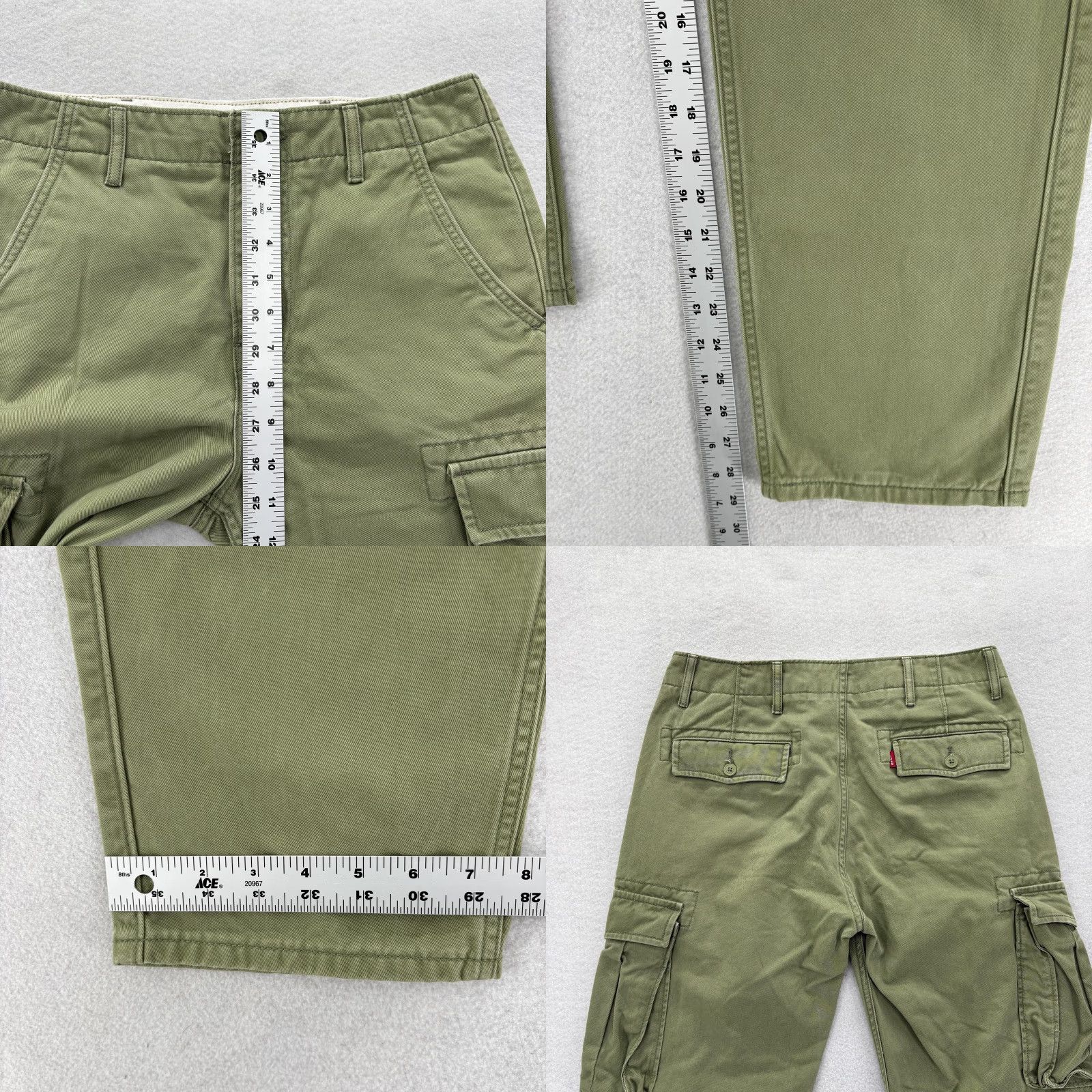 Levi's Levis Cargo Pants Mens 29x30 Green 100% Cotton Straight Leg Workwear Casual Utility Pants Size US 29 - 8 Thumbnail