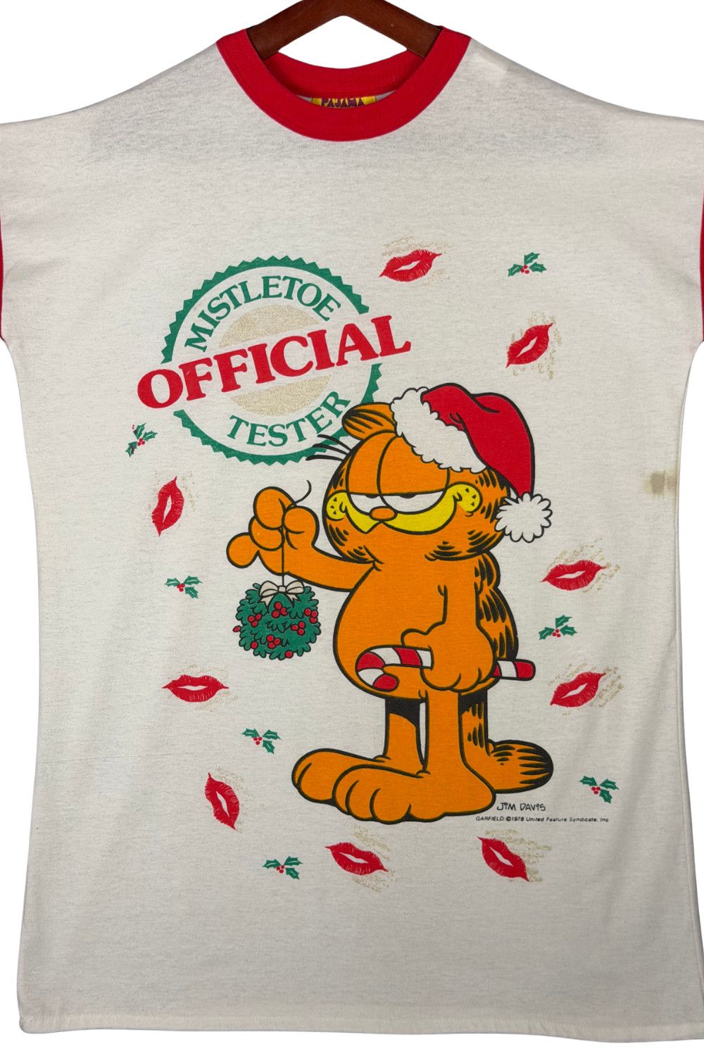 Early Garfield Christmas Ringer T-Shirt 1979 Single Stitch image 4