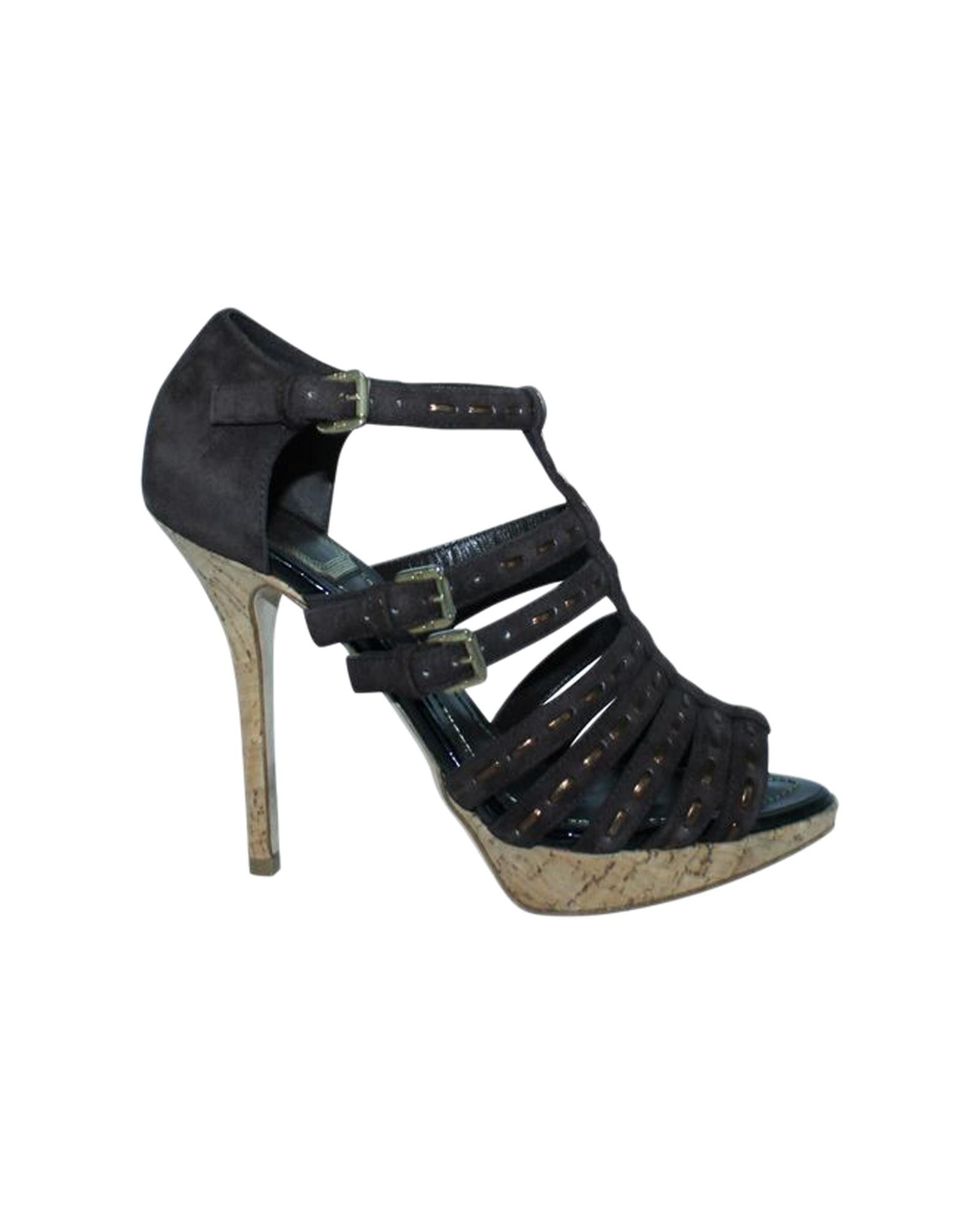 image of Dior Strappy Suede Sandals in Brown, Women's (Size 6)