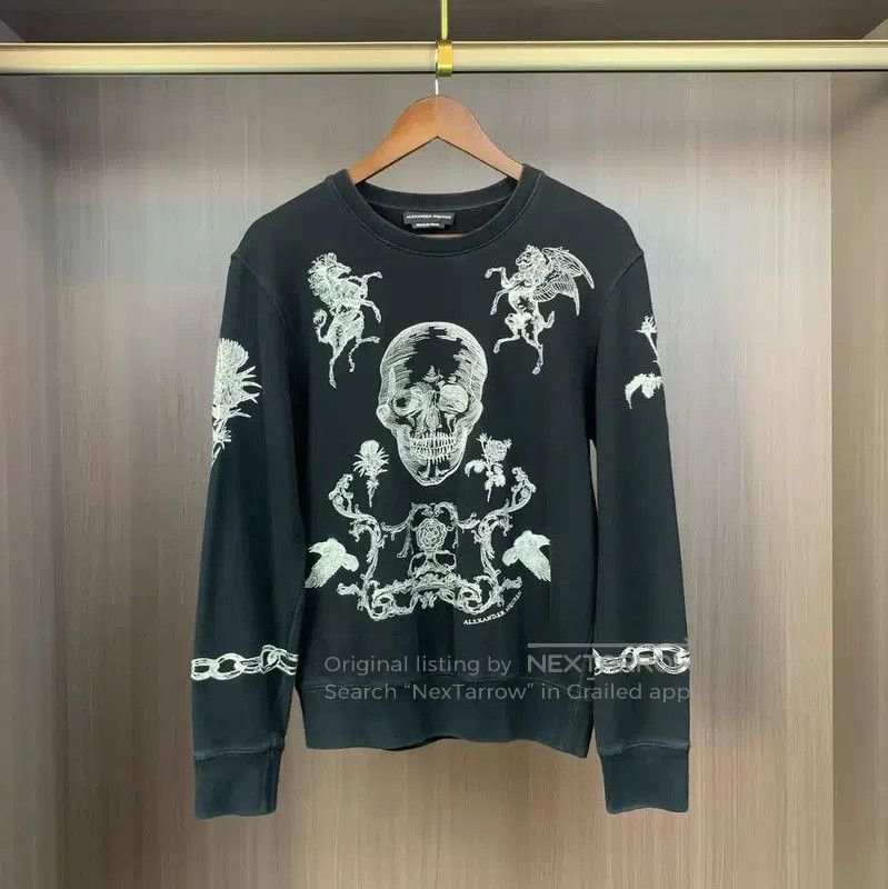 Alexander McQueen Alexander McQueen Black Cotton Graphic Sweatshirt . Size US L / EU 52-54 / 3 - 1 Thumbnail