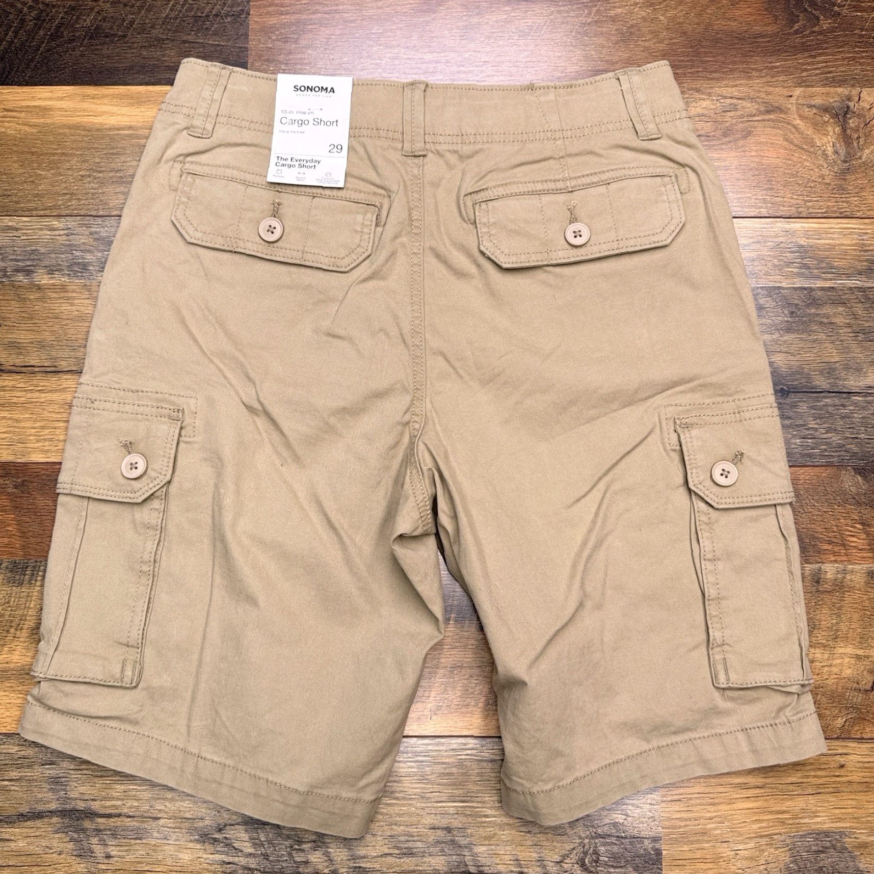 Vintage Sonoma Cargo Shorts Mens 29 Tan Stretch New Size US 29 - 2 Thumbnail