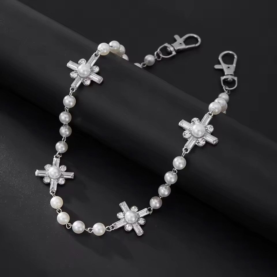 Jewelry Streetwear Rhinestone Pearl Punk Gothic Pants Keychain Size ONE SIZE - 8 Thumbnail