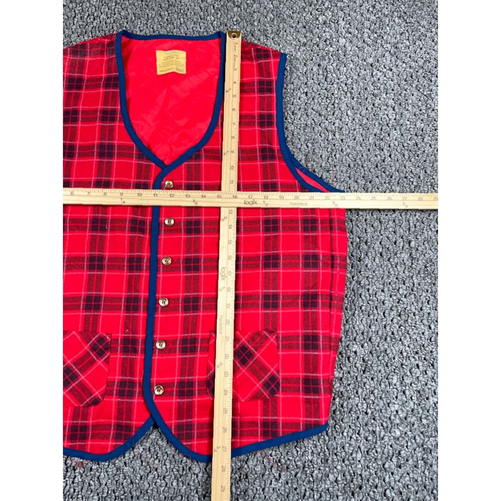Sears VINTAGE VTG 80s Sears Flannel Vest Adult XL Tall Red Tartan Plaid Quilted Snap Button Size US XL / EU 56 / 4 - 5 Thumbnail