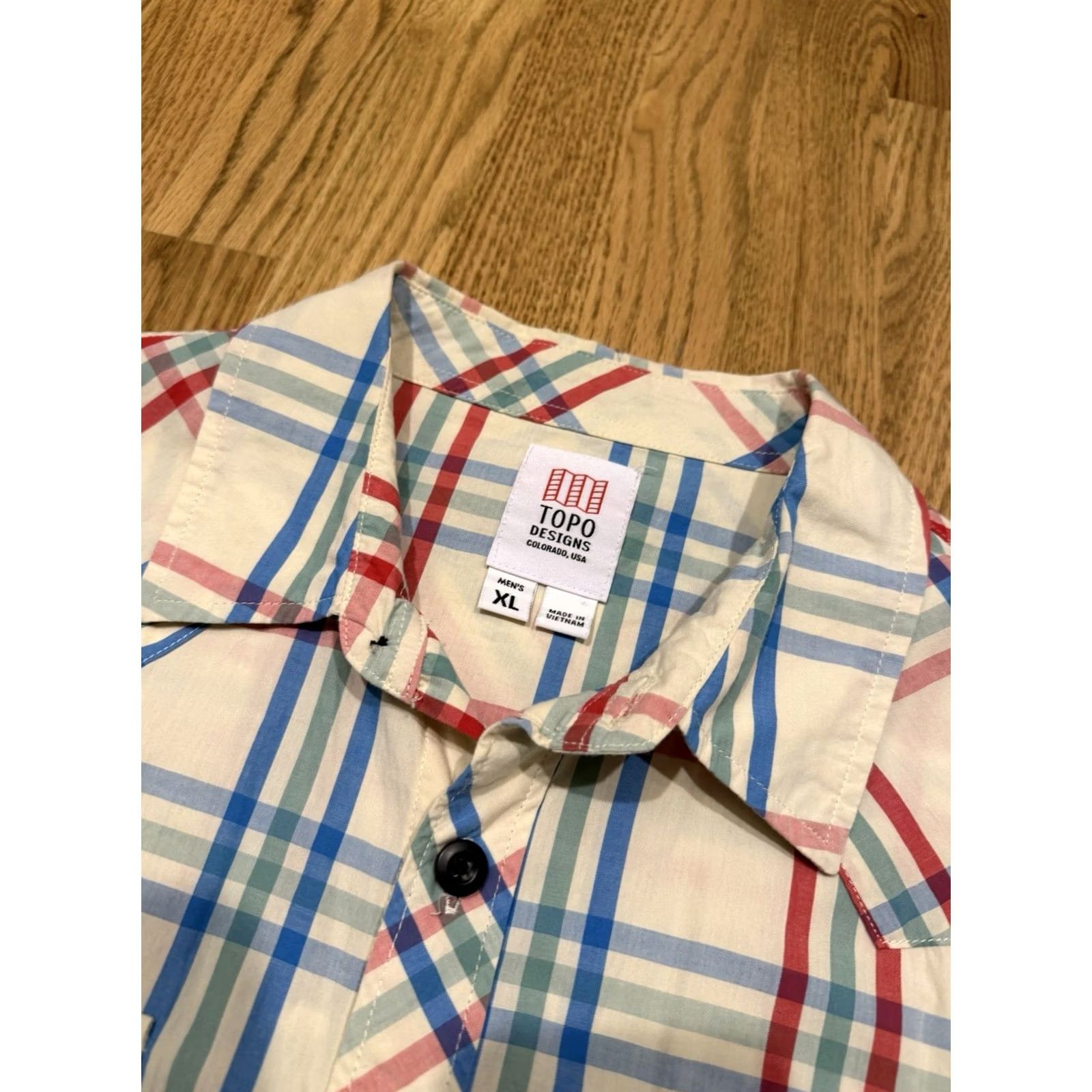 Topo Designs Topo Designs Plaid Button-Up Shirt Mens XL Long Sleeve Pockets Organic Cotton Multicolor Store Photos/Measurements Size US XL / EU 56 / 4 - 7 Thumbnail