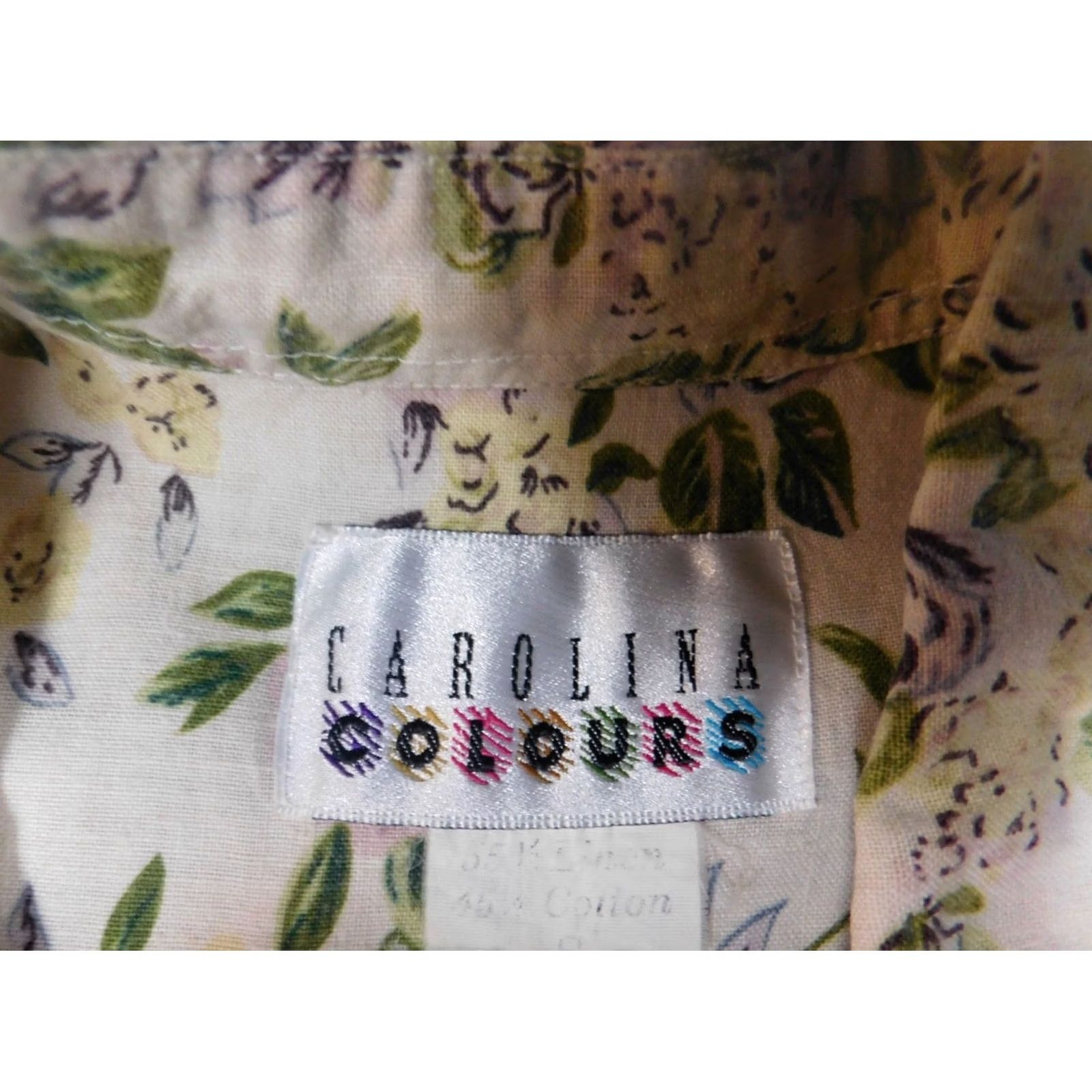 Vintage Carolina Colours Womens Blouse S Yellow Floral Short Sleeve Button Crew Neck Cotton Linen Casual Size S / US 4 / IT 40 - 5 Thumbnail
