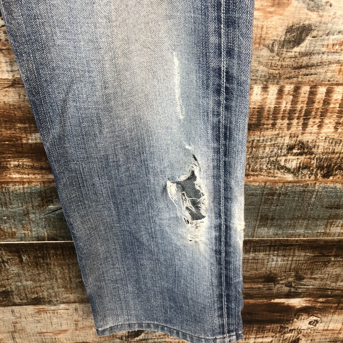 Japanese Brand Back Number Blue Distressed Denim Pants #A2098 Size US 30 / EU 46 - 13 Thumbnail