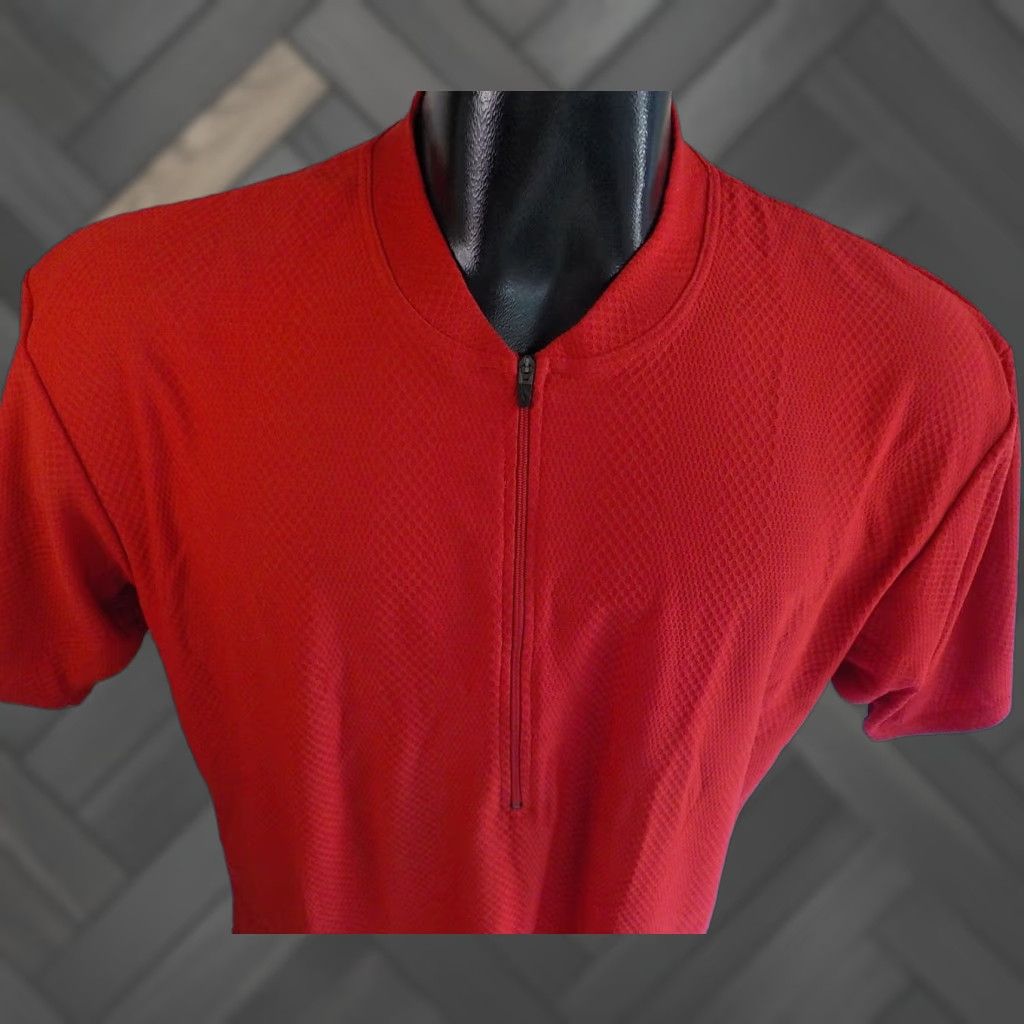 Nike NIKE Dri-Fit 1/4 Zip Pullover SS Shirt Red LG Adult Large Polo Collar NWT Size US L / EU 52-54 / 3 - 1 Thumbnail
