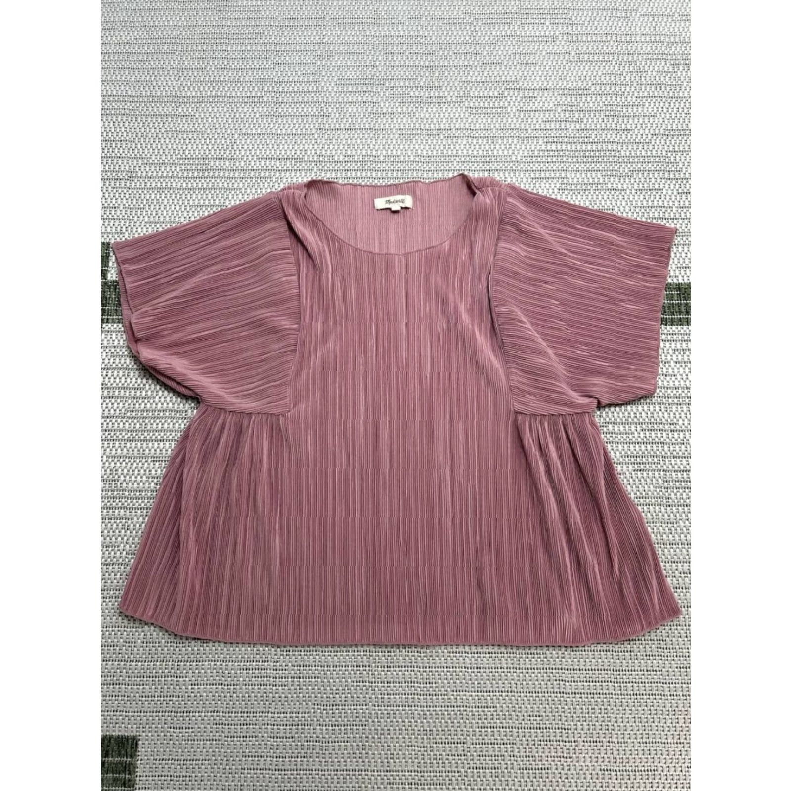 Madewell Madewell Blouse Shirt Womens Small Pink Flutter Sleeve Texture And Thread Top Size S / US 4 / IT 40 - 2 Thumbnail