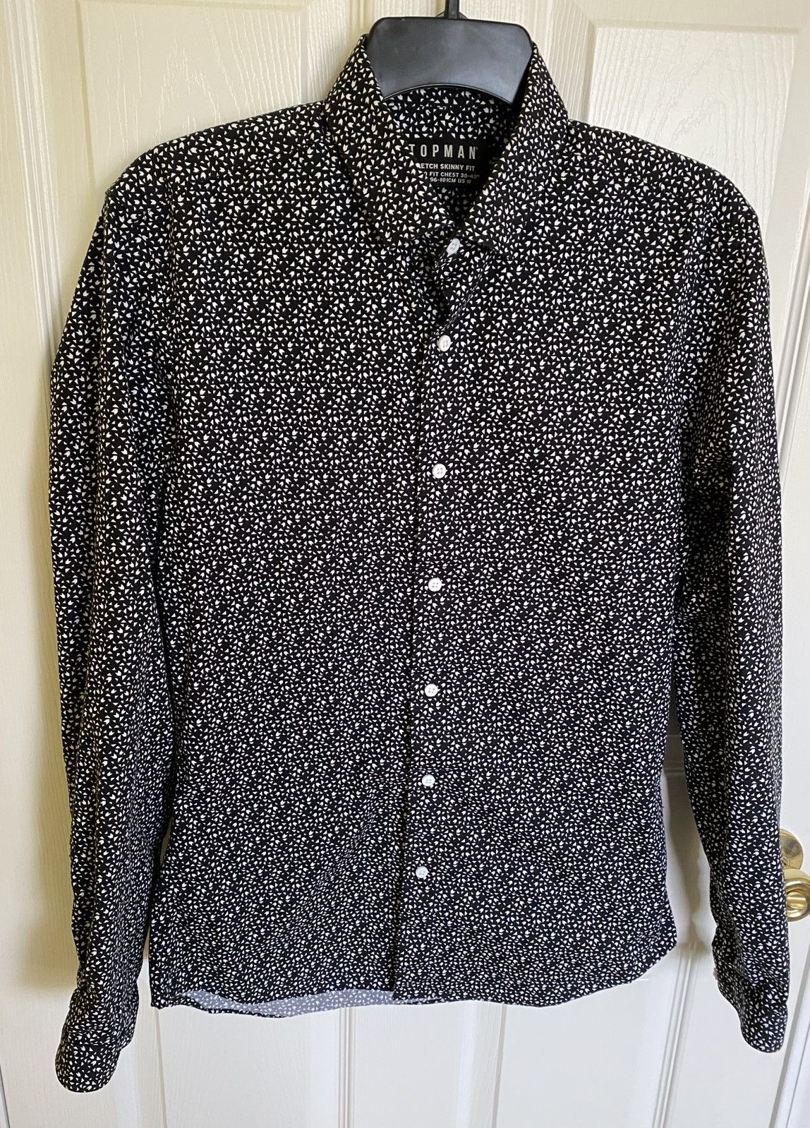 Topman Topman Men’s M Medium Long Sleeve Button Shirt Black & White Size US M / EU 48-50 / 2 - 1 Thumbnail