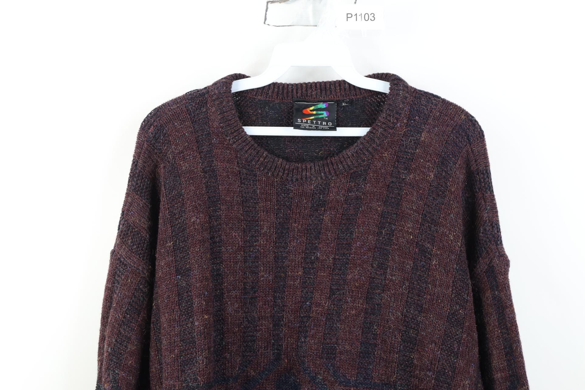 Vintage Vintage 90s Streetwear Geometric Ribbed Crewneck Sweater Size US XL / EU 56 / 4 - 2 Thumbnail